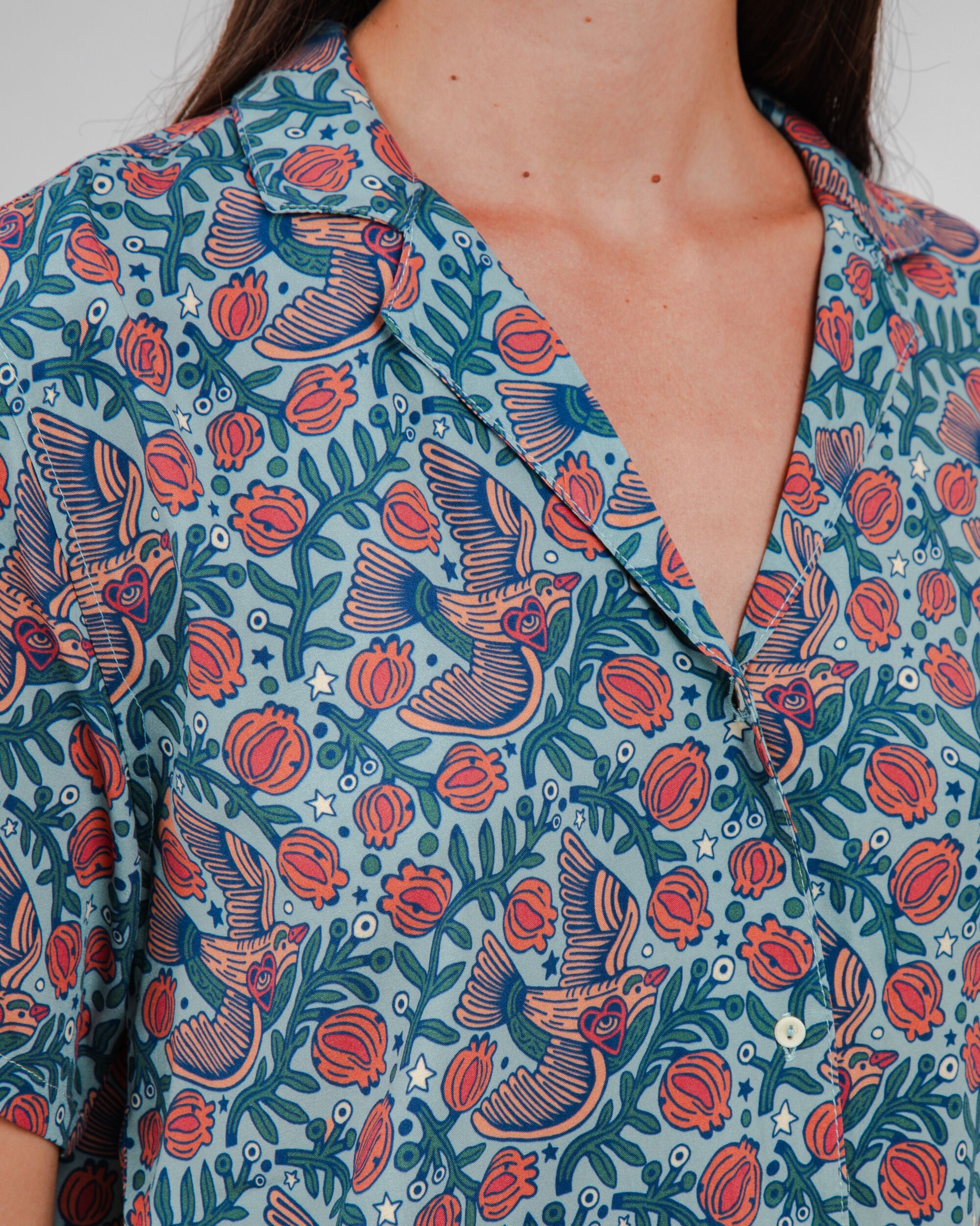 Asis Percales Passerine Aloha Blouse Mist - Image 4