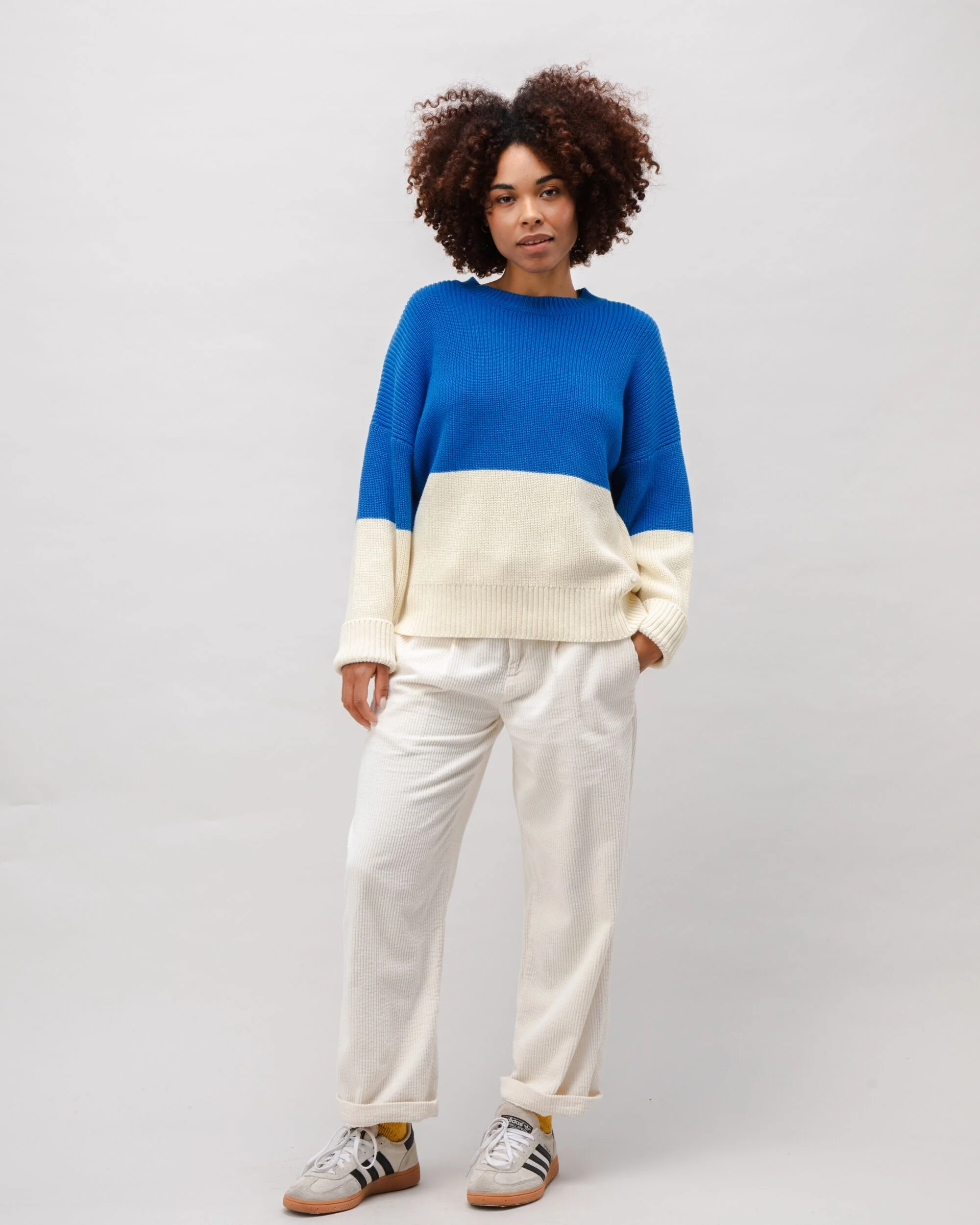 Bicolor Cotton Sweater Blue - Image 3