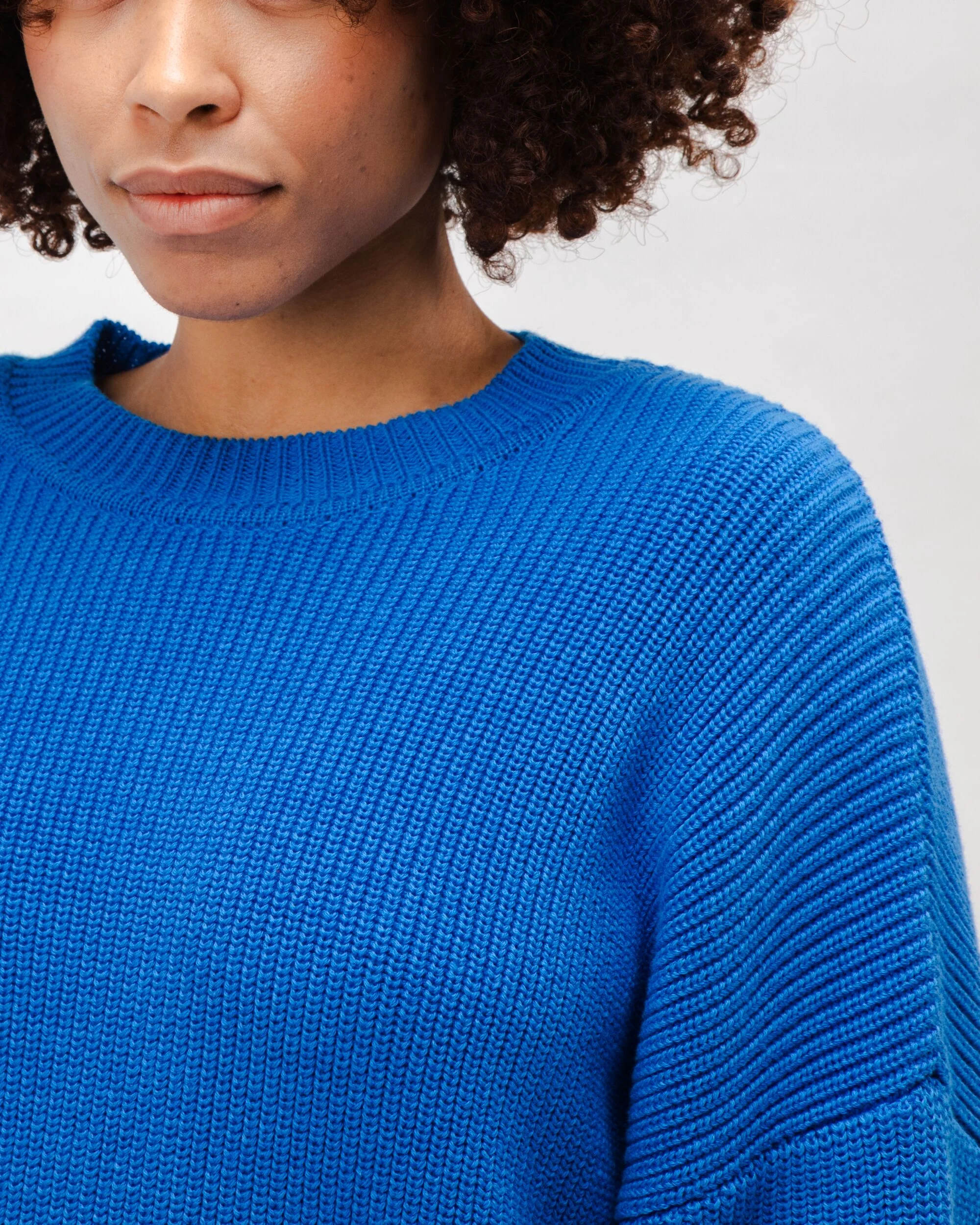 Bicolor Cotton Sweater Blue - Image 4