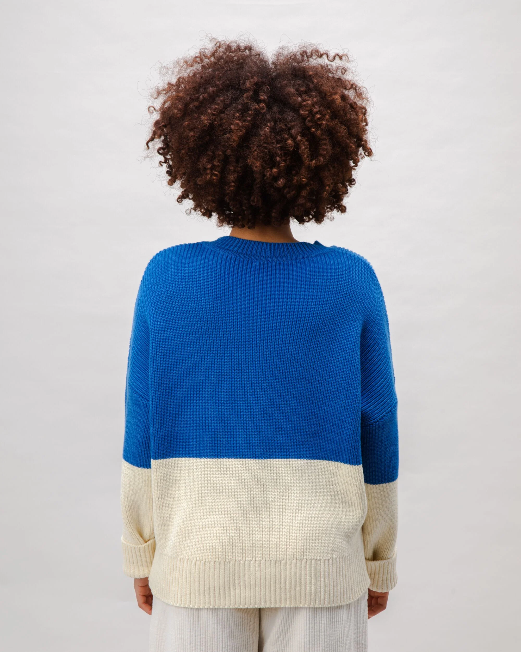 Bicolor Cotton Sweater Blue - Image 5