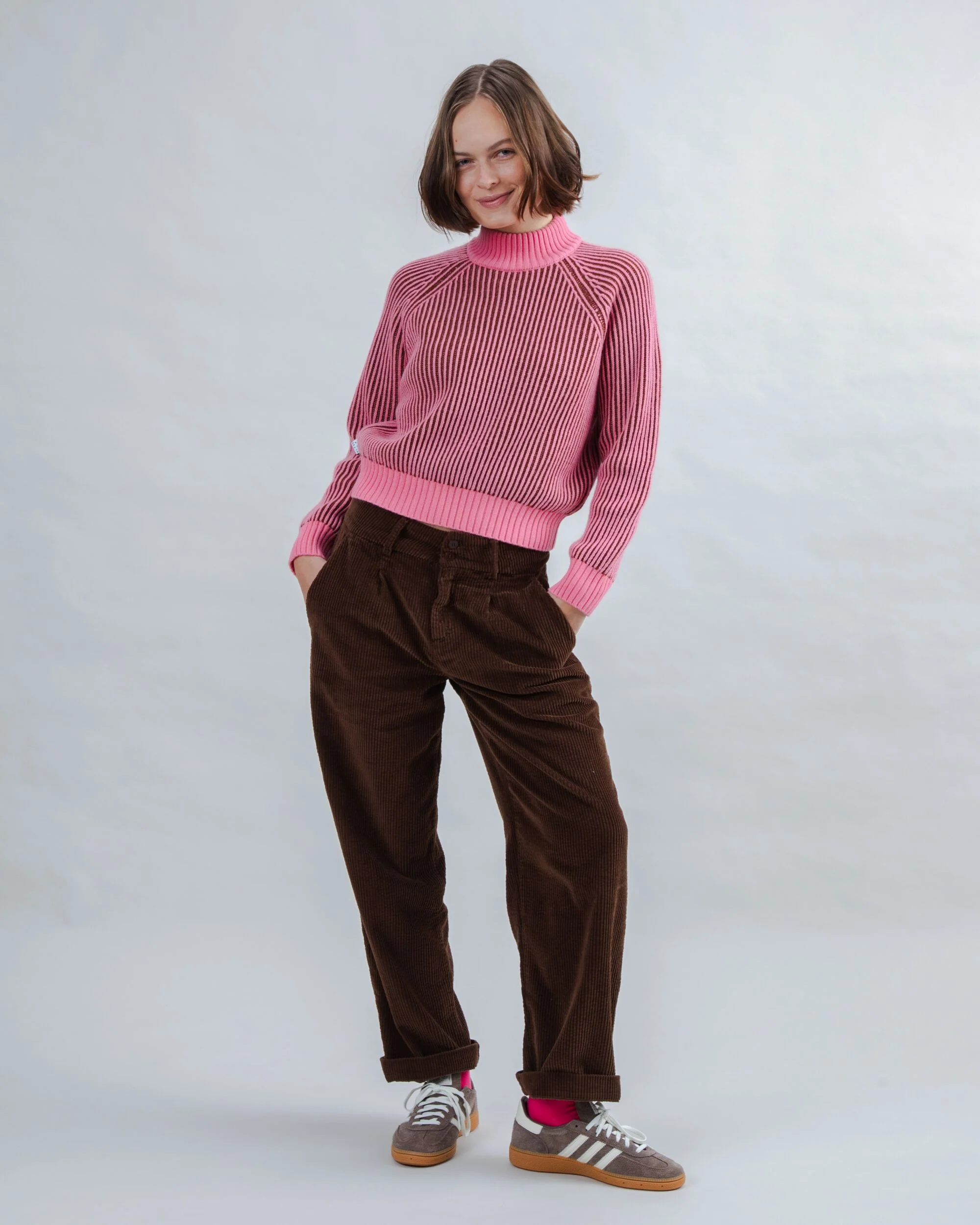 Bicolor Wool Cropped Sweater Pink - Image 3