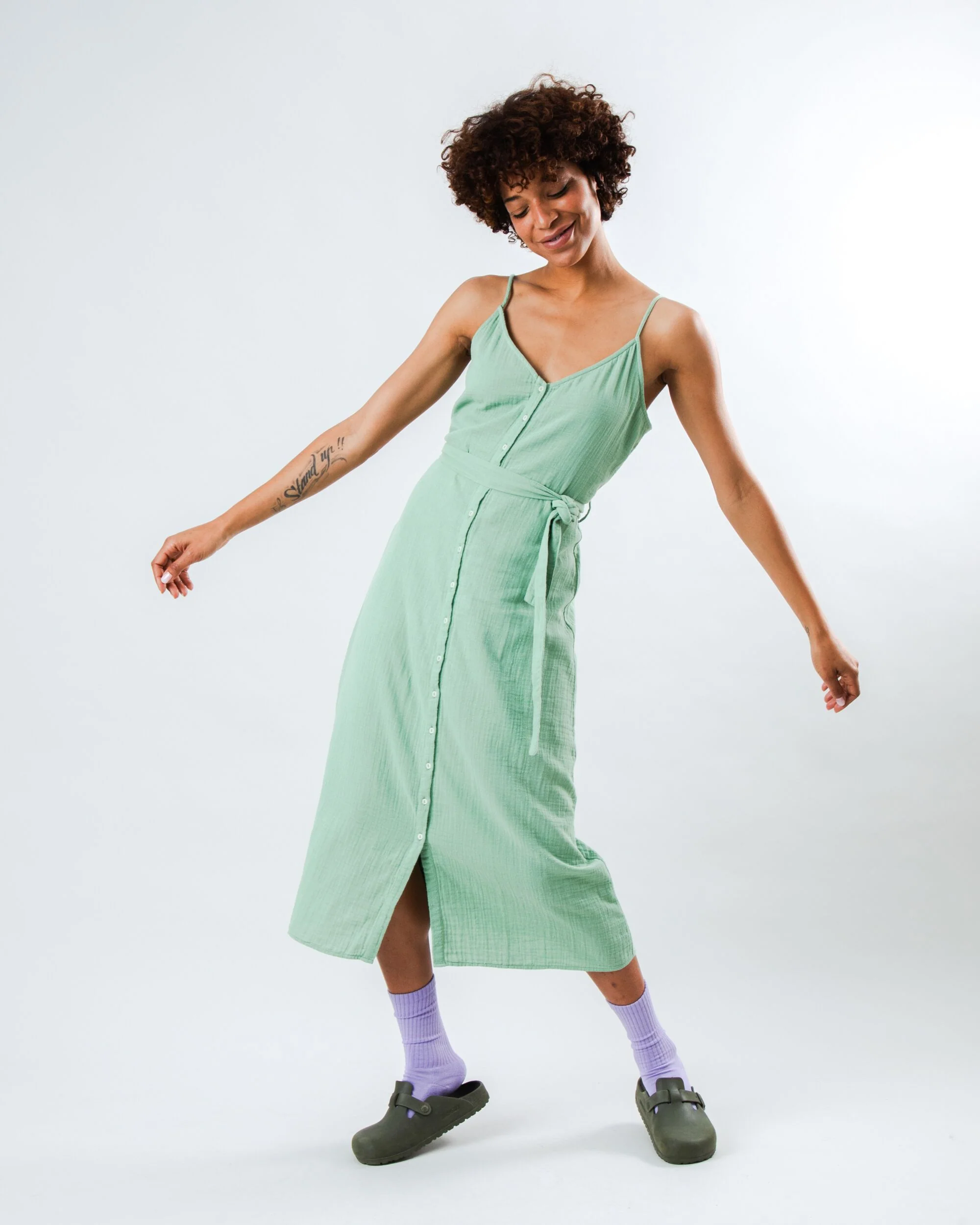 Bubble Strap Dress Light Green