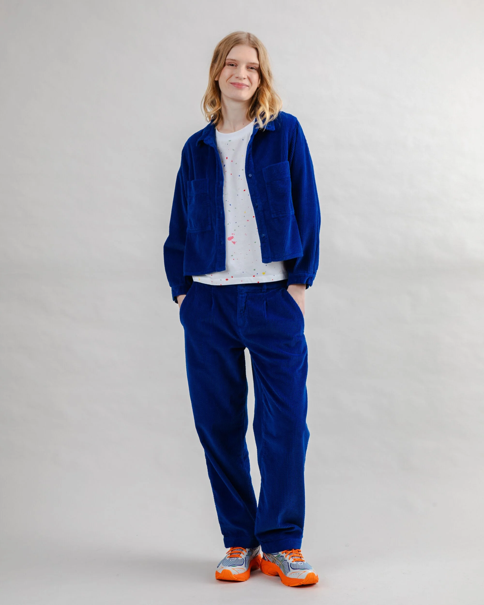 Corduroy Boxy Shirt Blue - Image 3