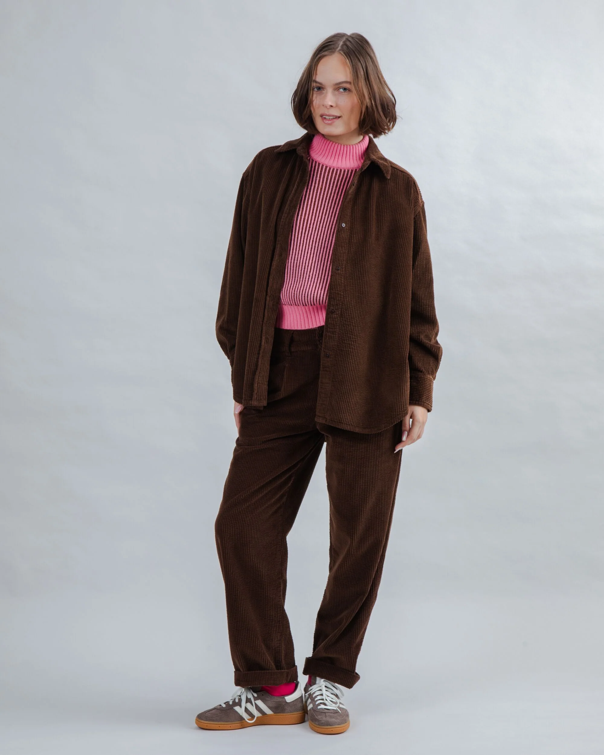 Corduroy Long Overshirt Chocolate - Image 3