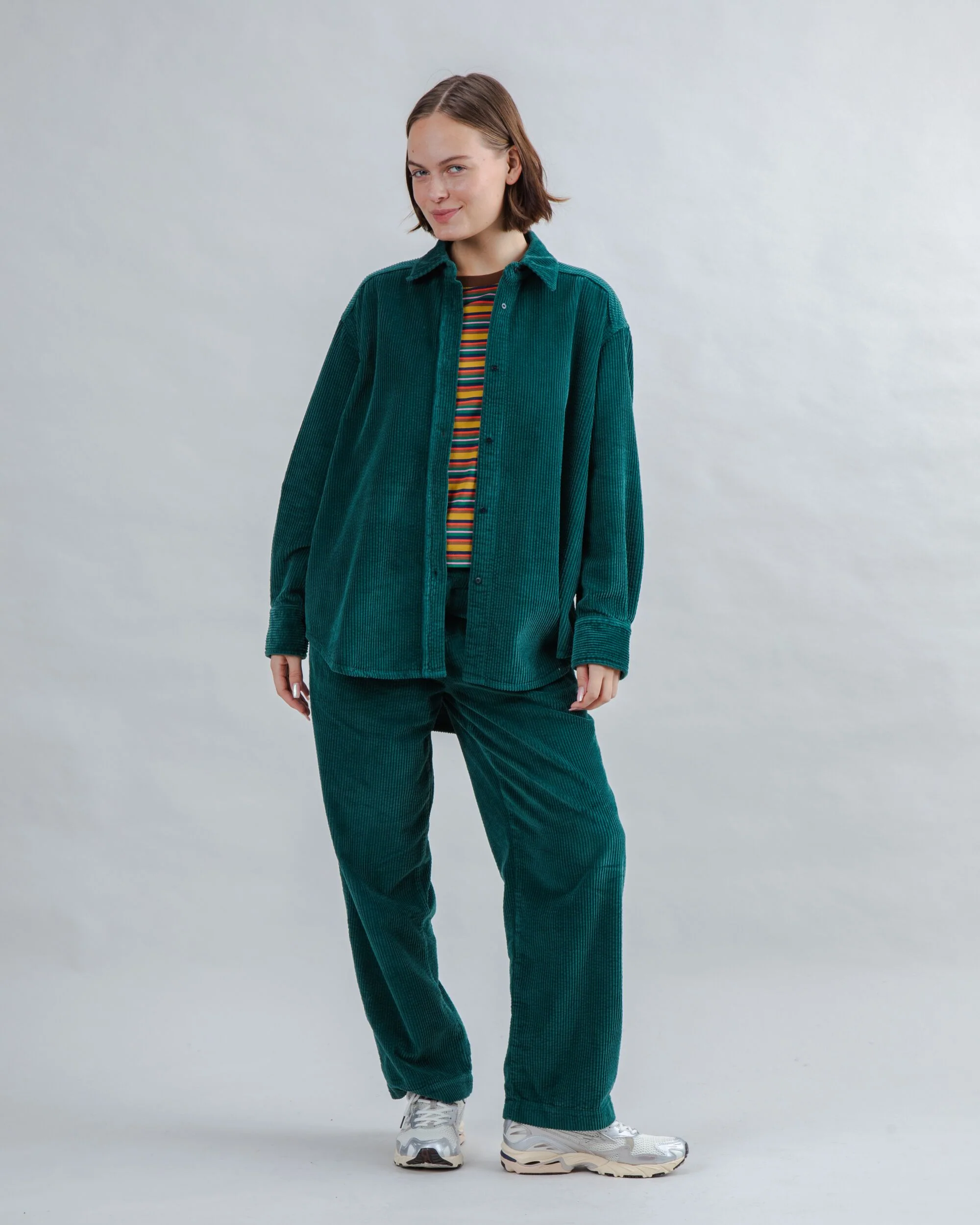 Corduroy Long Overshirt Green - Image 3