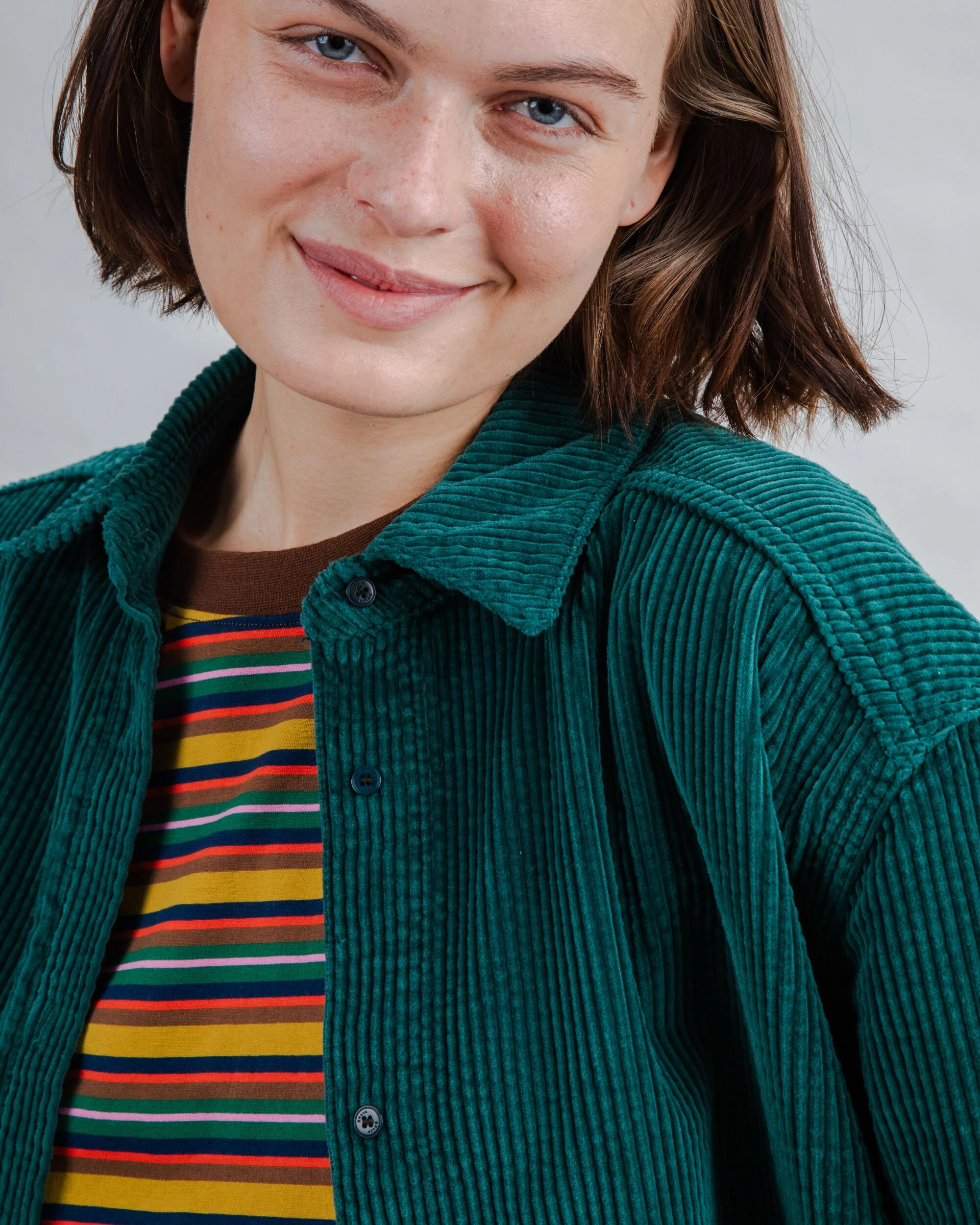 Corduroy Long Overshirt Green - Image 4