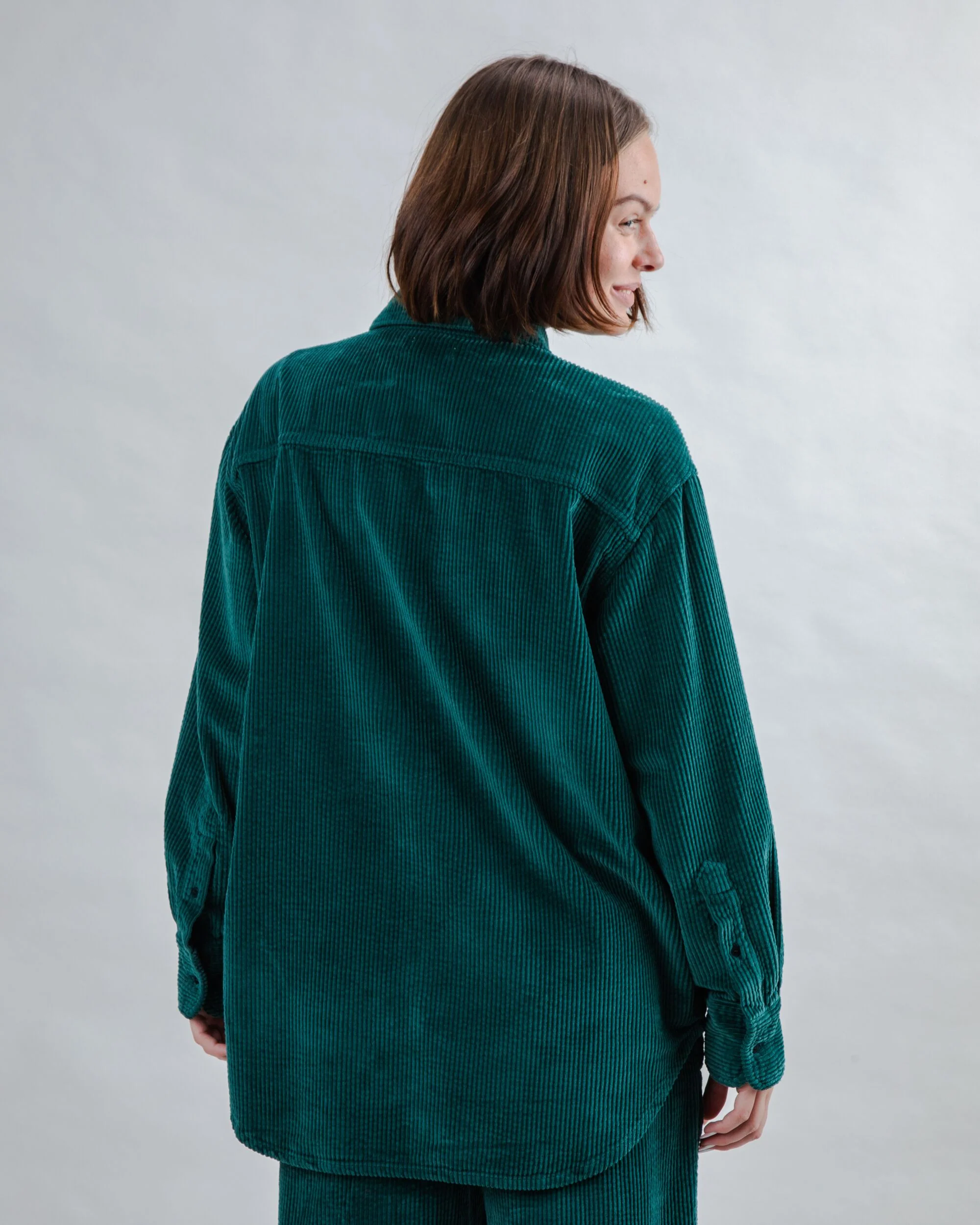 Corduroy Long Overshirt Green - Image 5