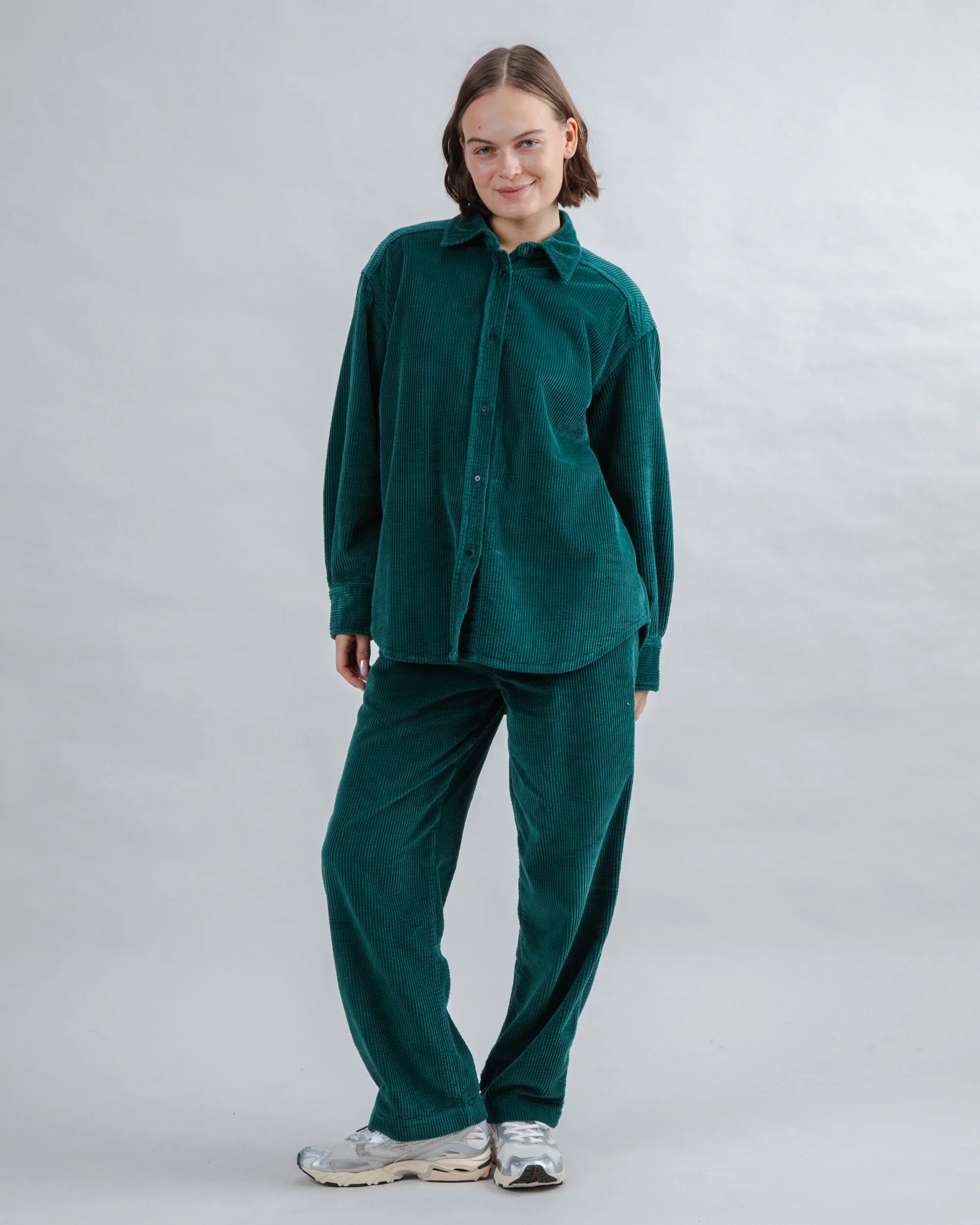 Corduroy Long Overshirt Green - Image 9