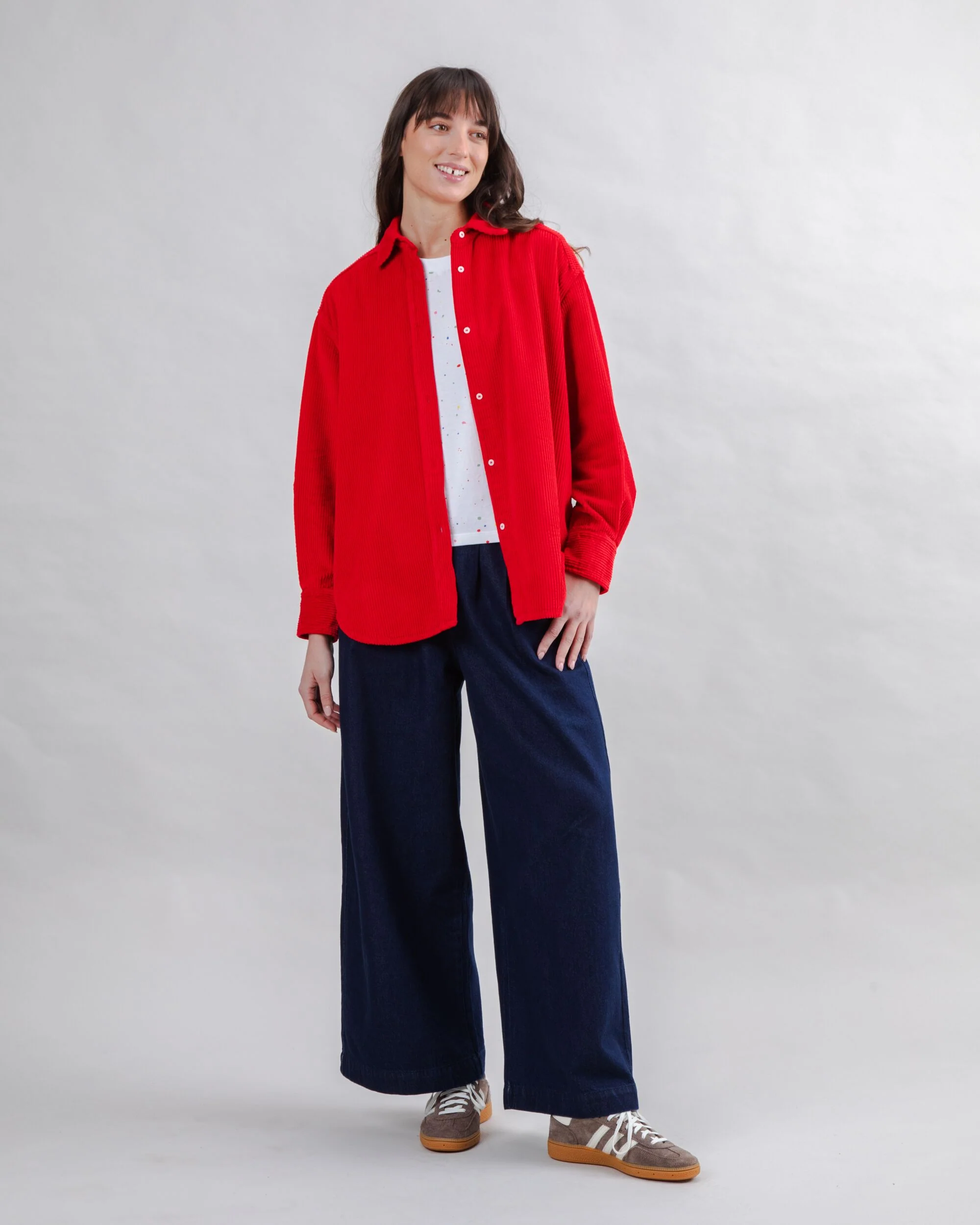 Corduroy Long Overshirt Red - Image 2