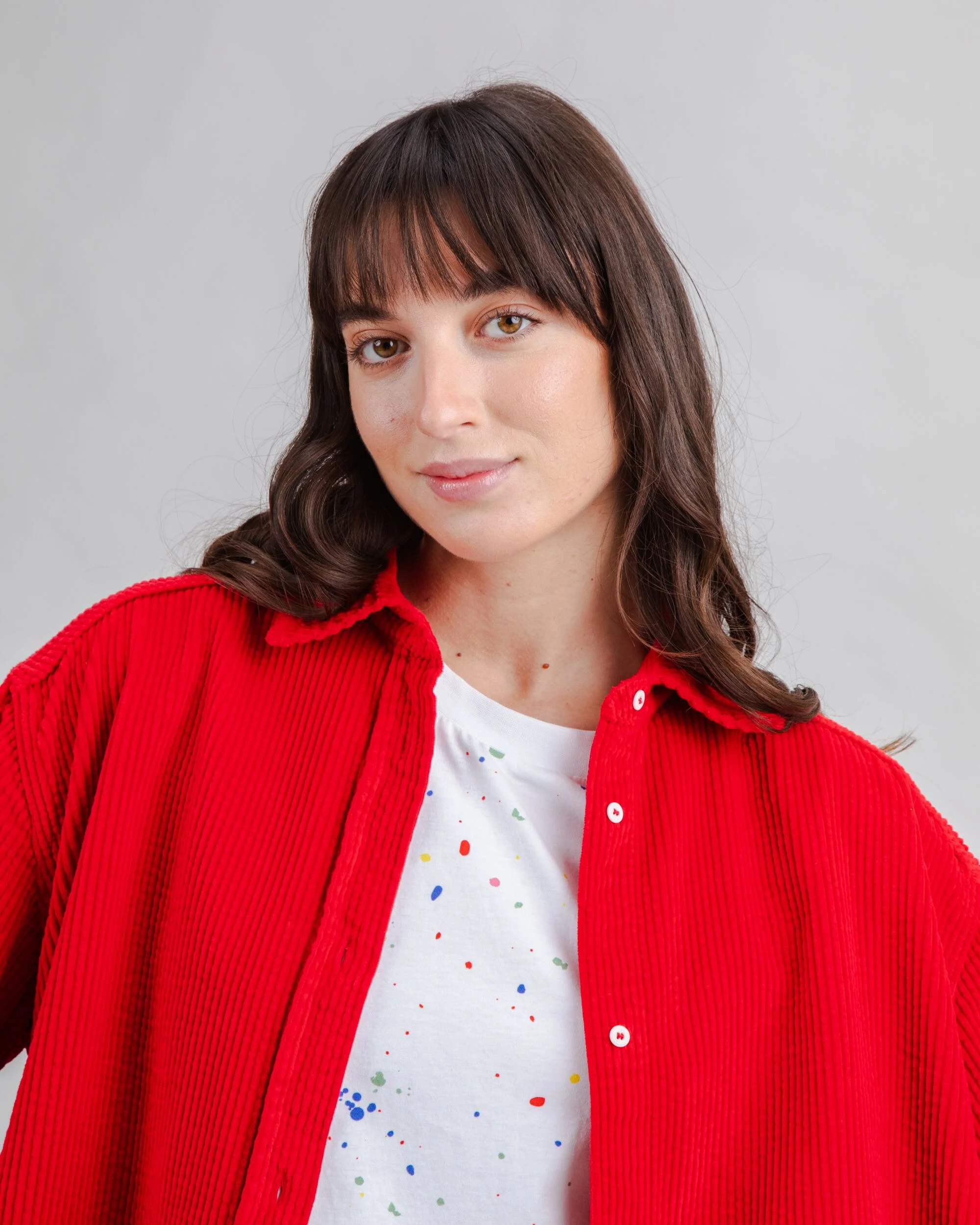 Corduroy Long Overshirt Red - Image 6