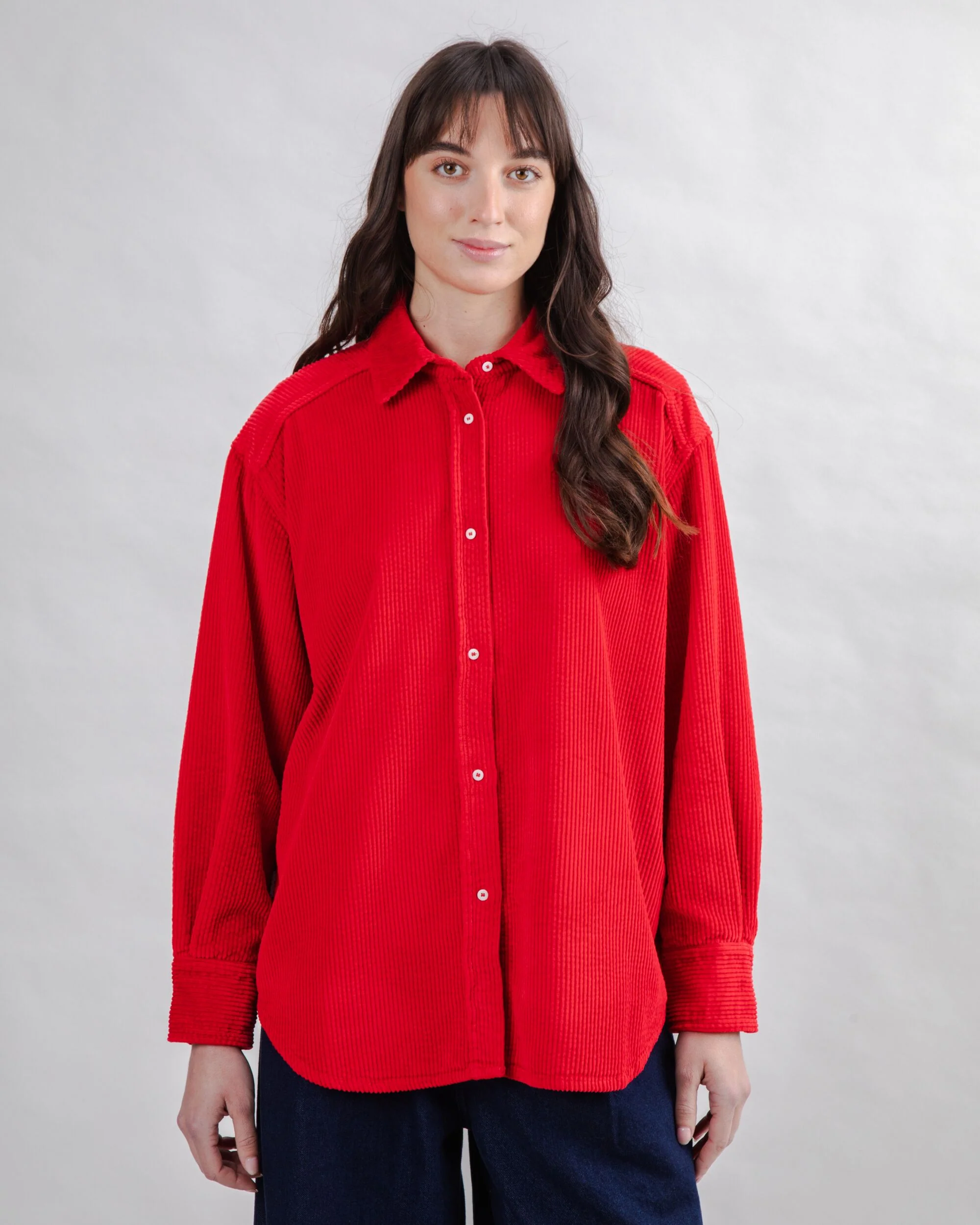 Corduroy Long Overshirt Red - Image 7