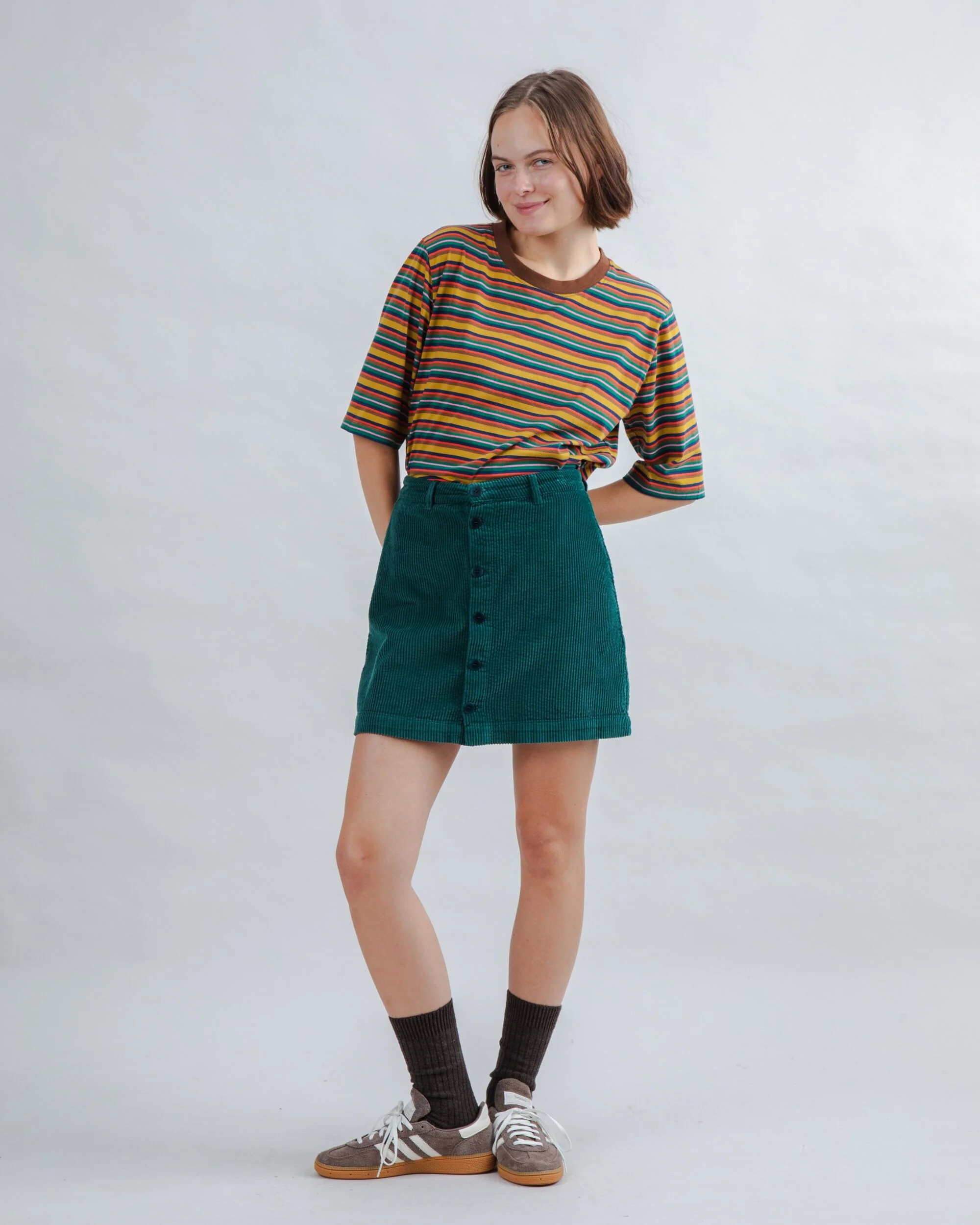 Corduroy Mini Skirt Green - Image 3
