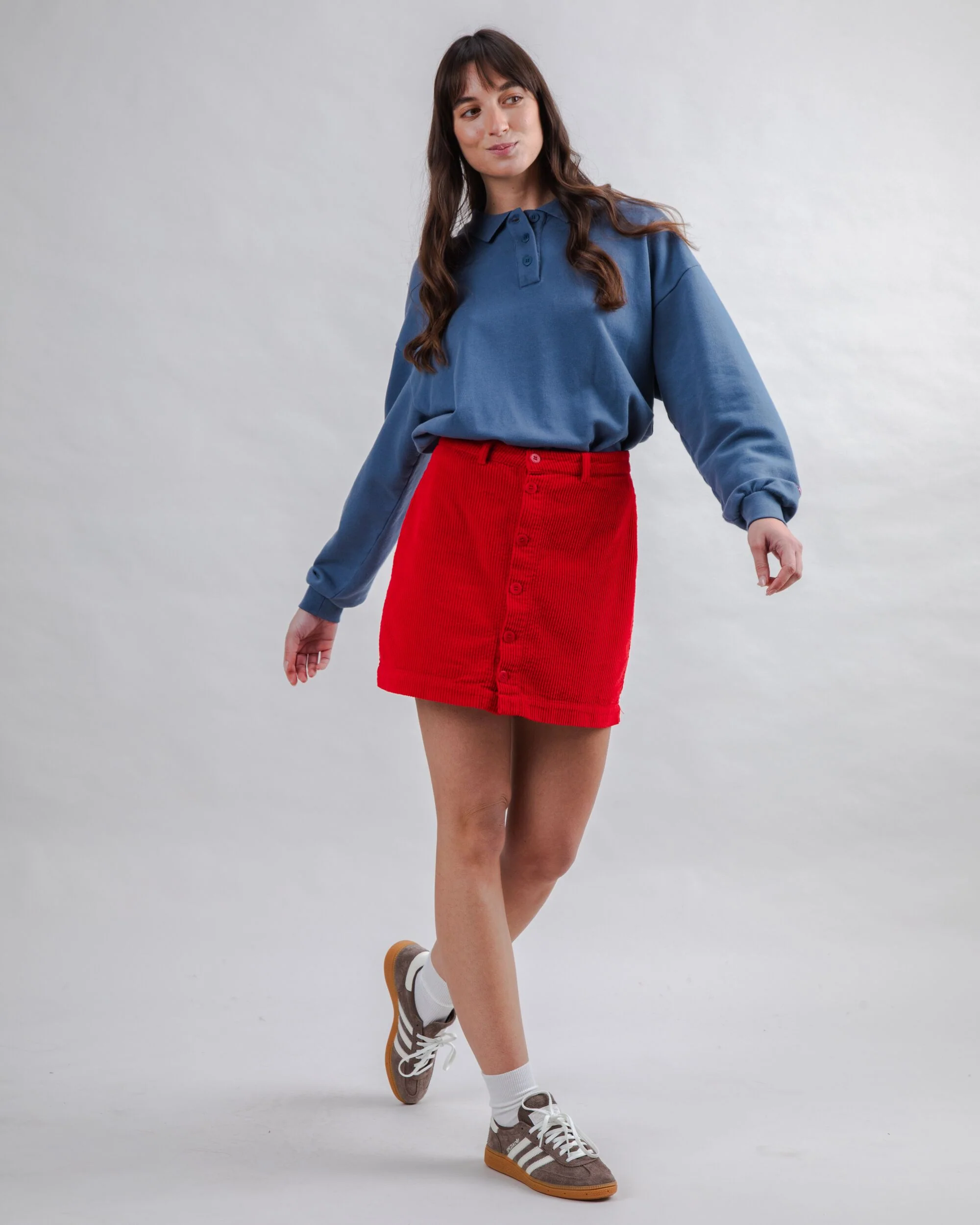 Corduroy Mini Skirt Red - Image 3