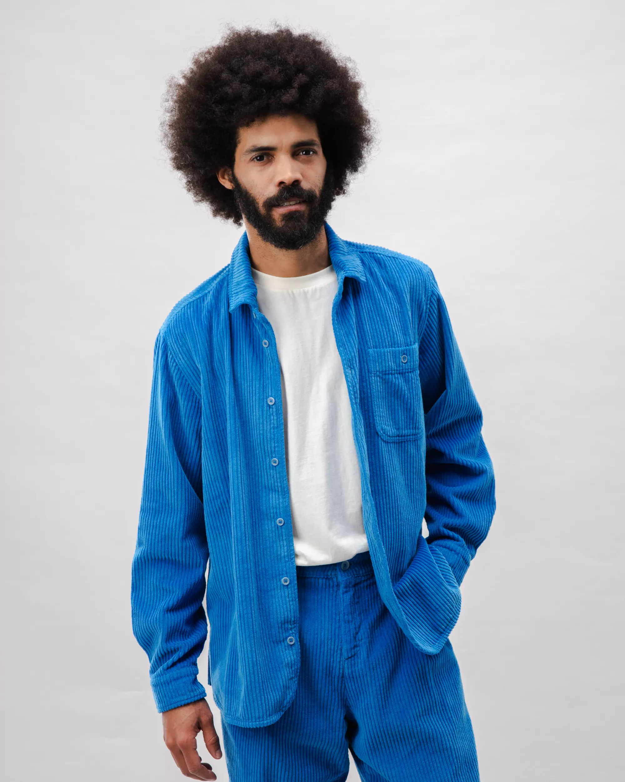 Corduroy Overshirt Blue - Image 2