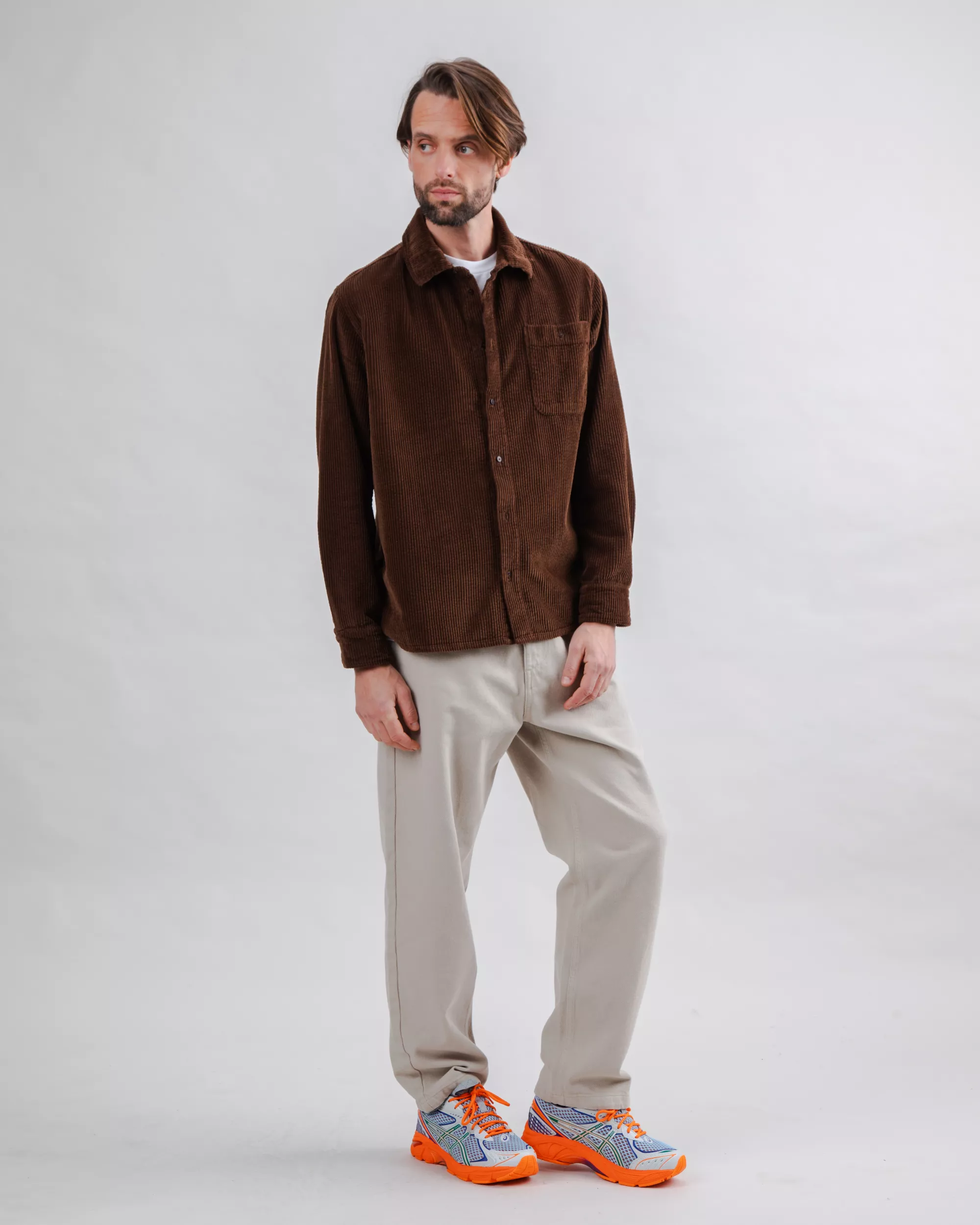 Corduroy Overshirt Chocolate - Image 3