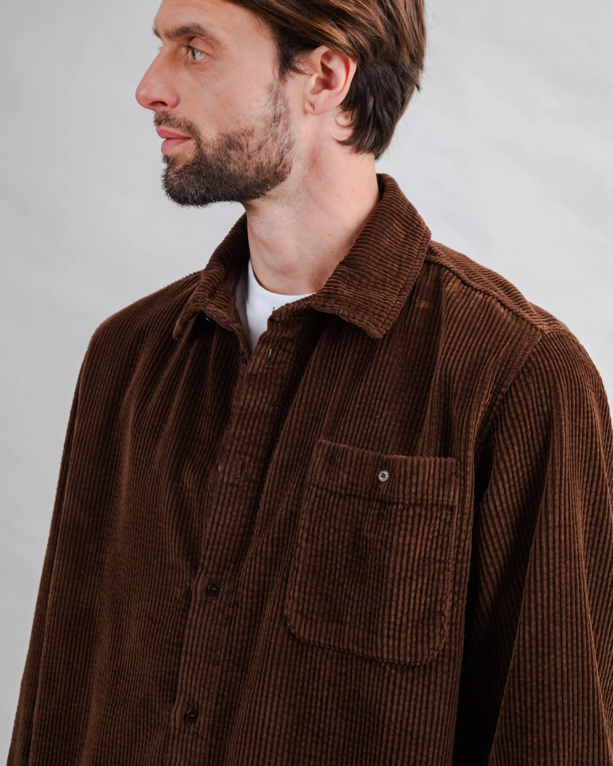 Corduroy Overshirt Chocolate - Image 4