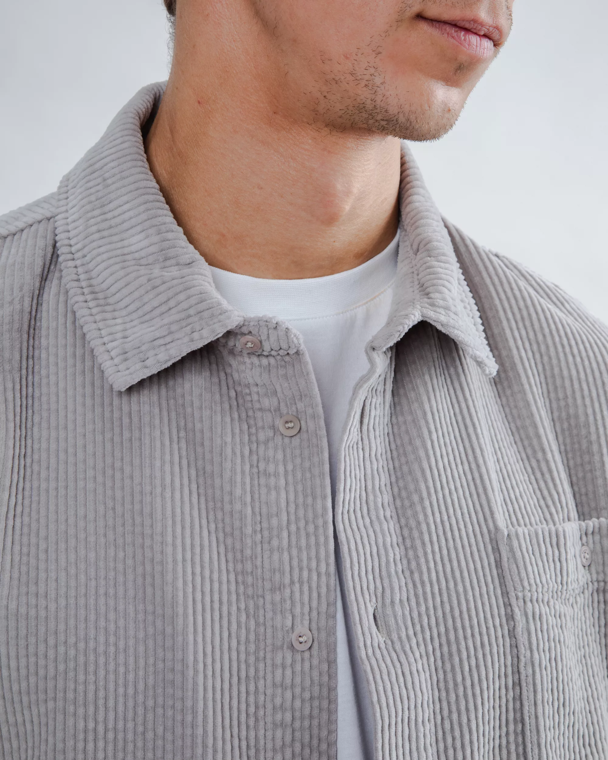 Corduroy Overshirt Grey - Image 4