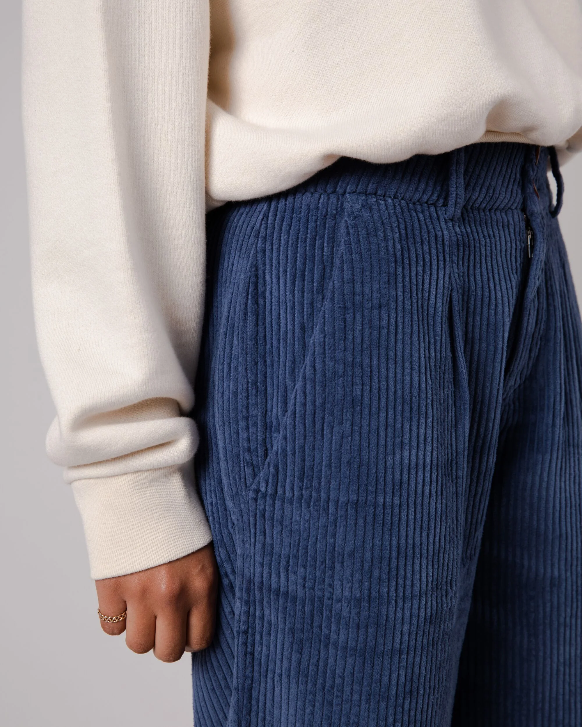 Corduroy Pleated Pants Indigo - Image 3