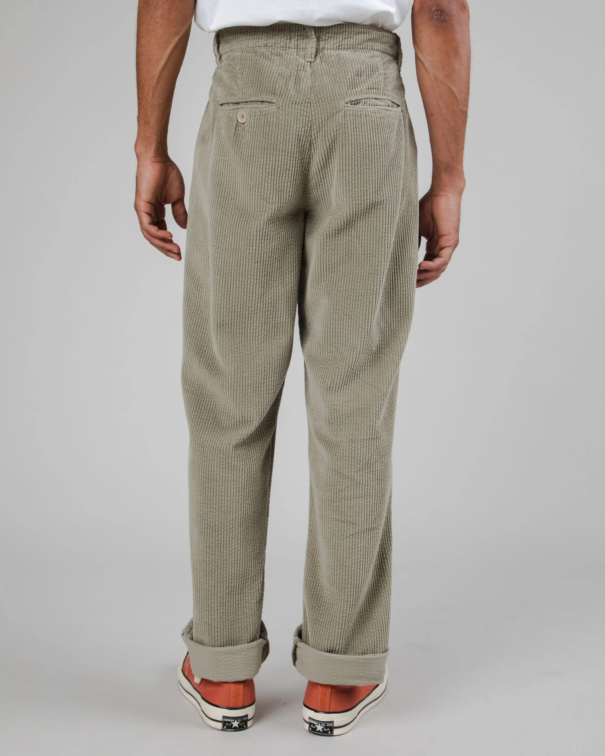 Corduroy Pleated Pants Pale Green - Image 4