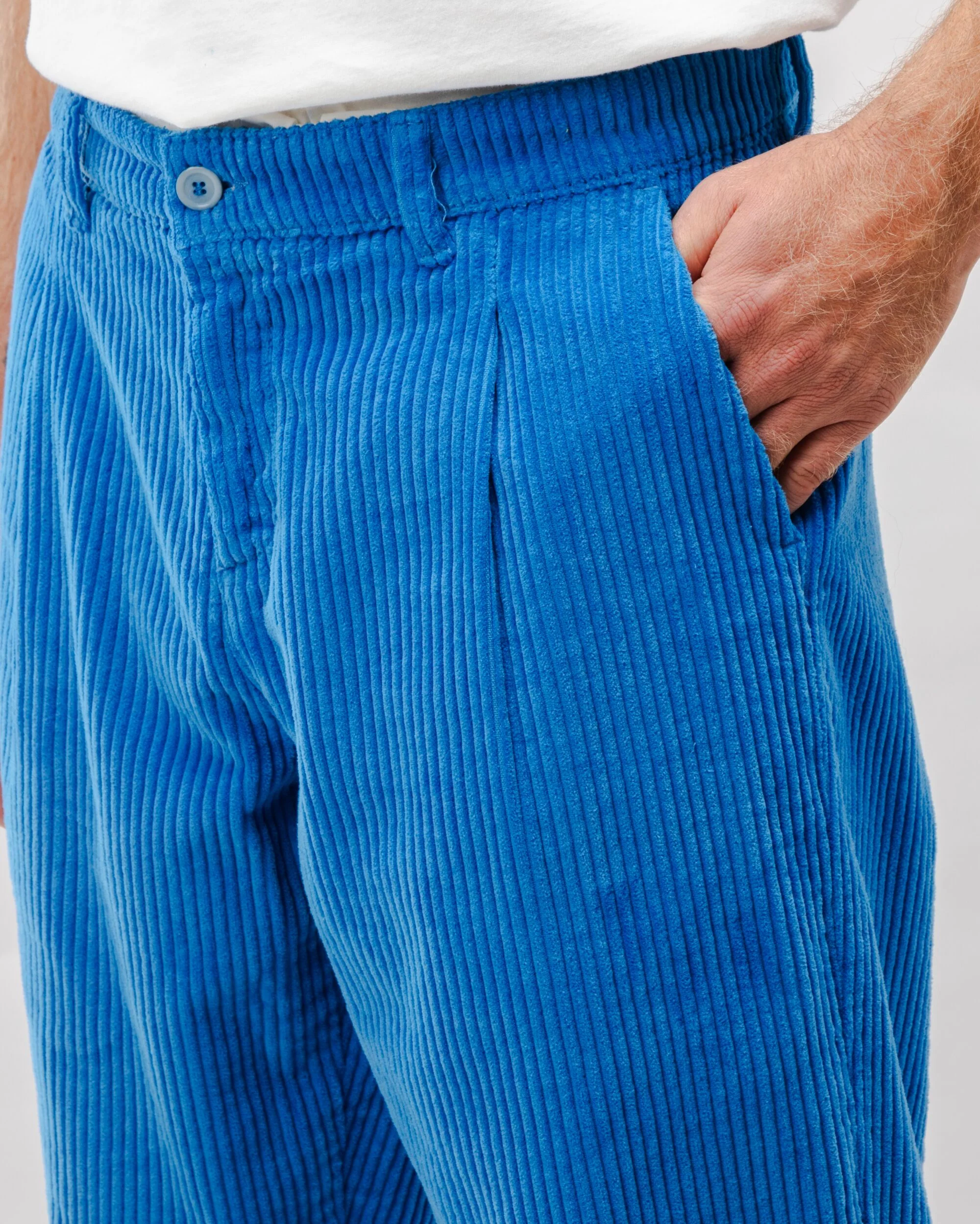 Corduroy Pleated Chino Pants Blue - Image 3