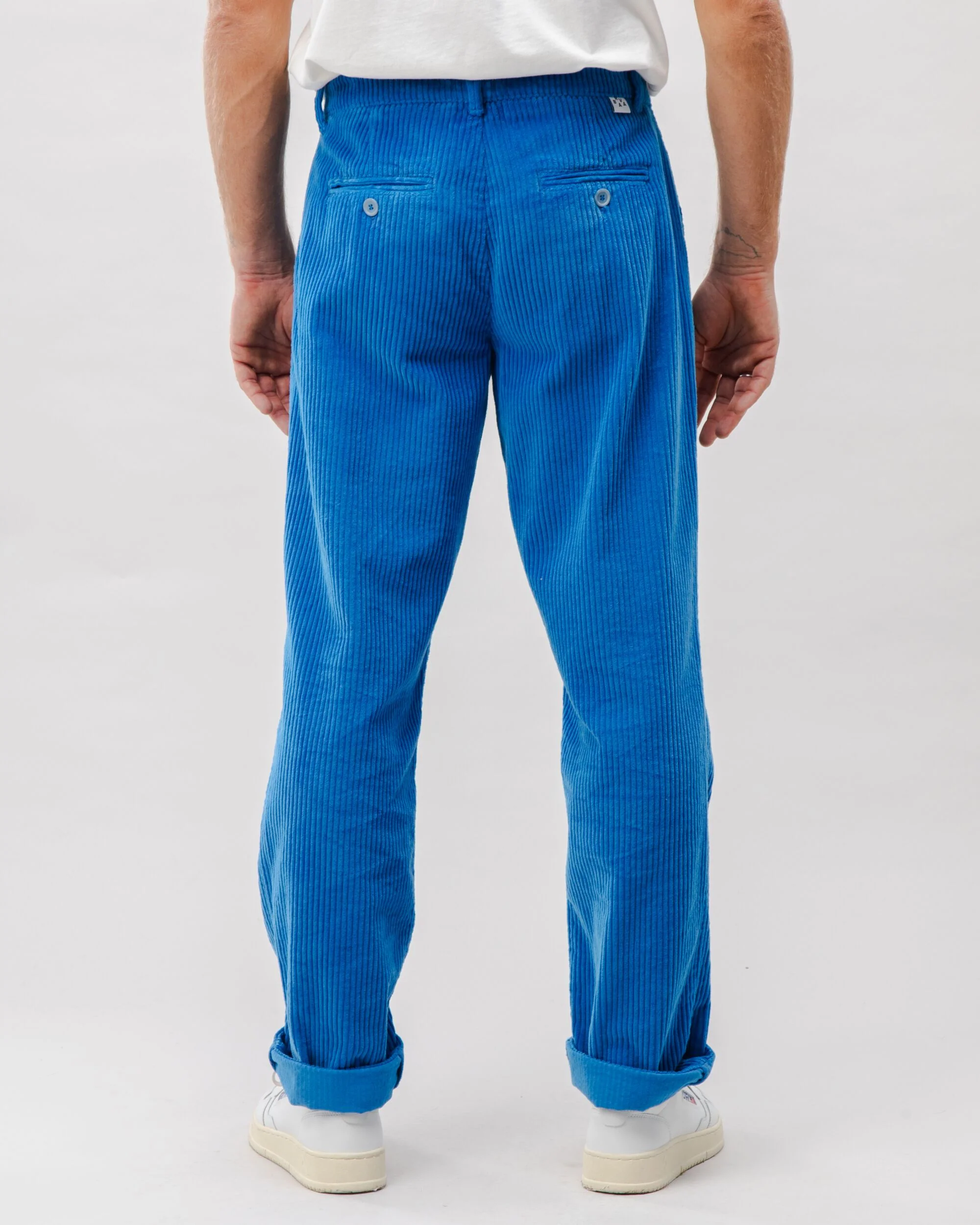 Corduroy Pleated Chino Pants Blue - Image 4