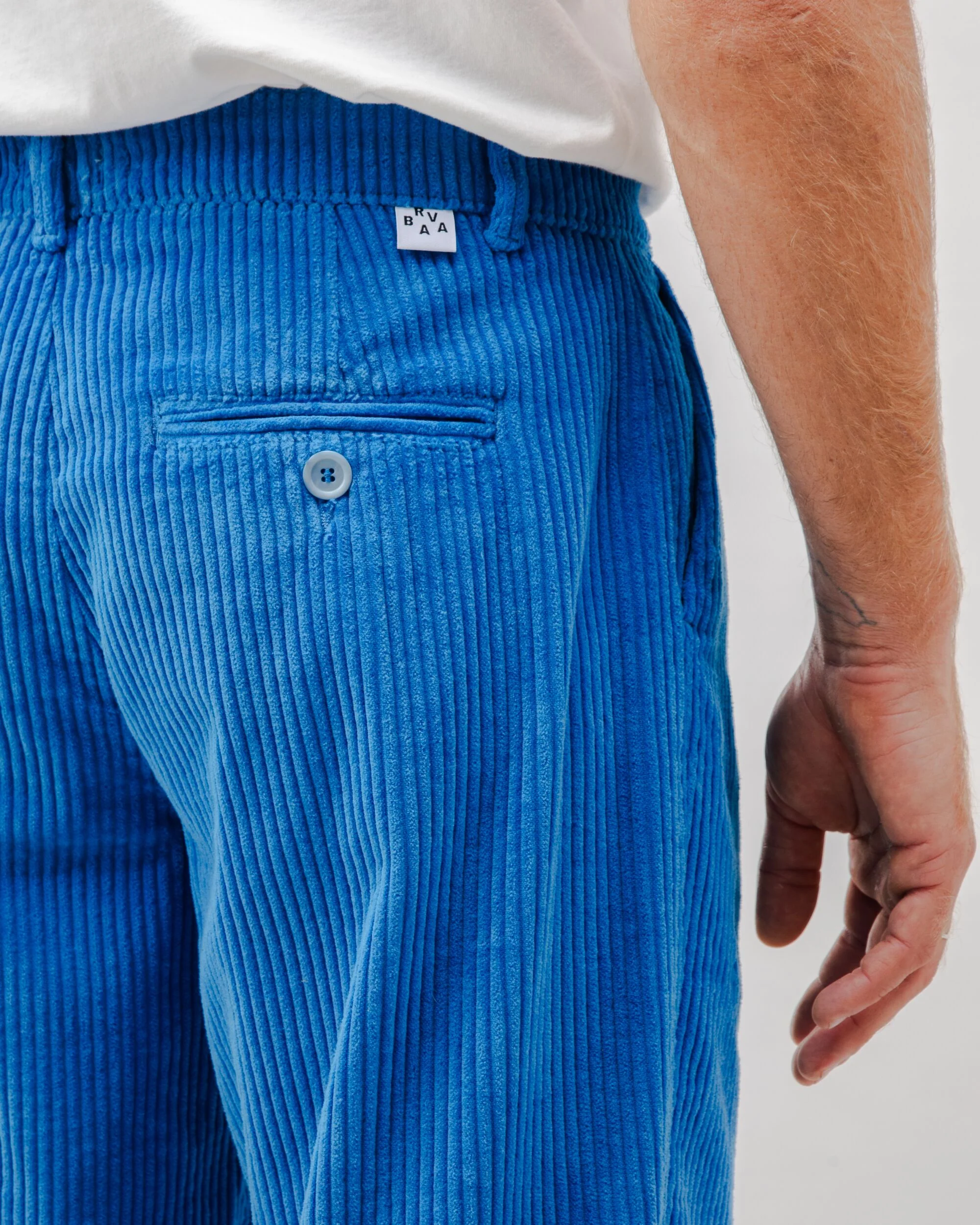 Corduroy Pleated Chino Pants Blue - Image 5
