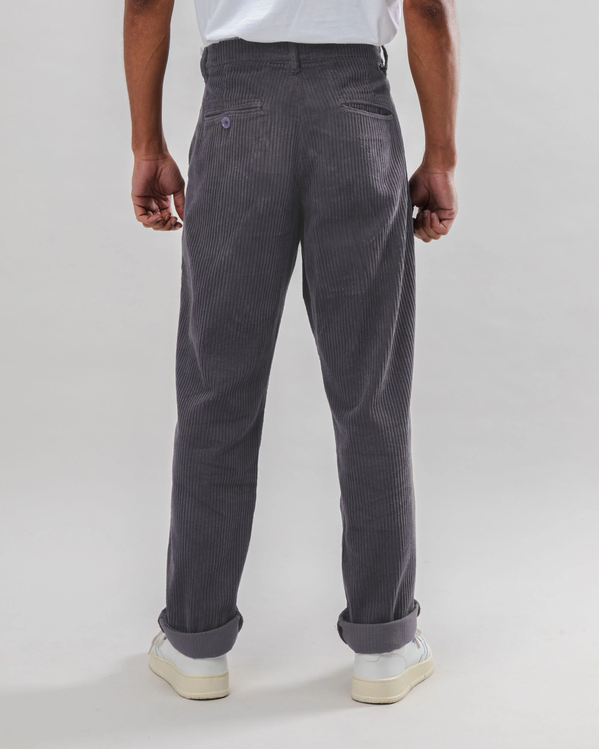 Corduroy Pleated Chino Pants Dark Grey - Image 3