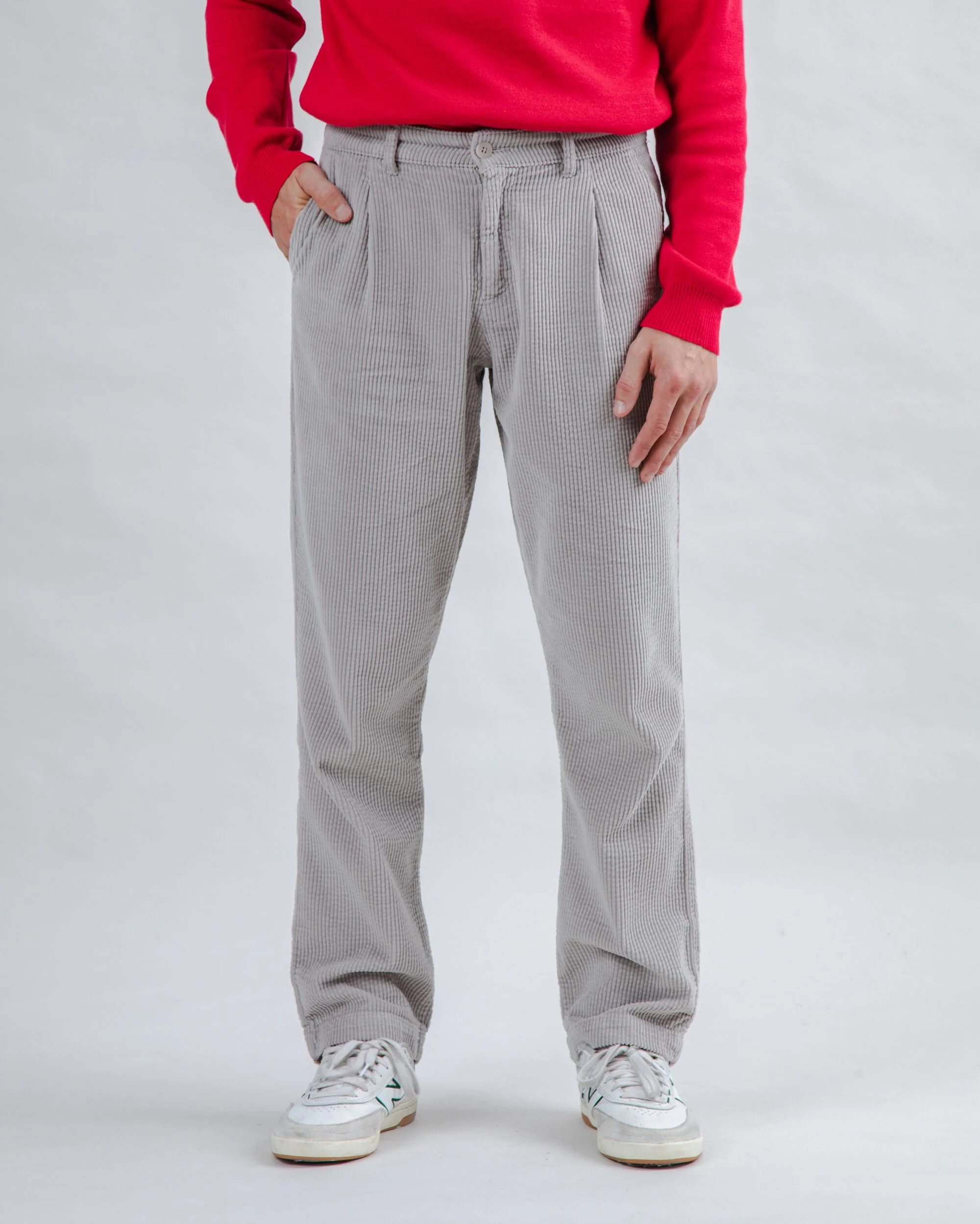 Corduroy Pleated Chino Pants Grey