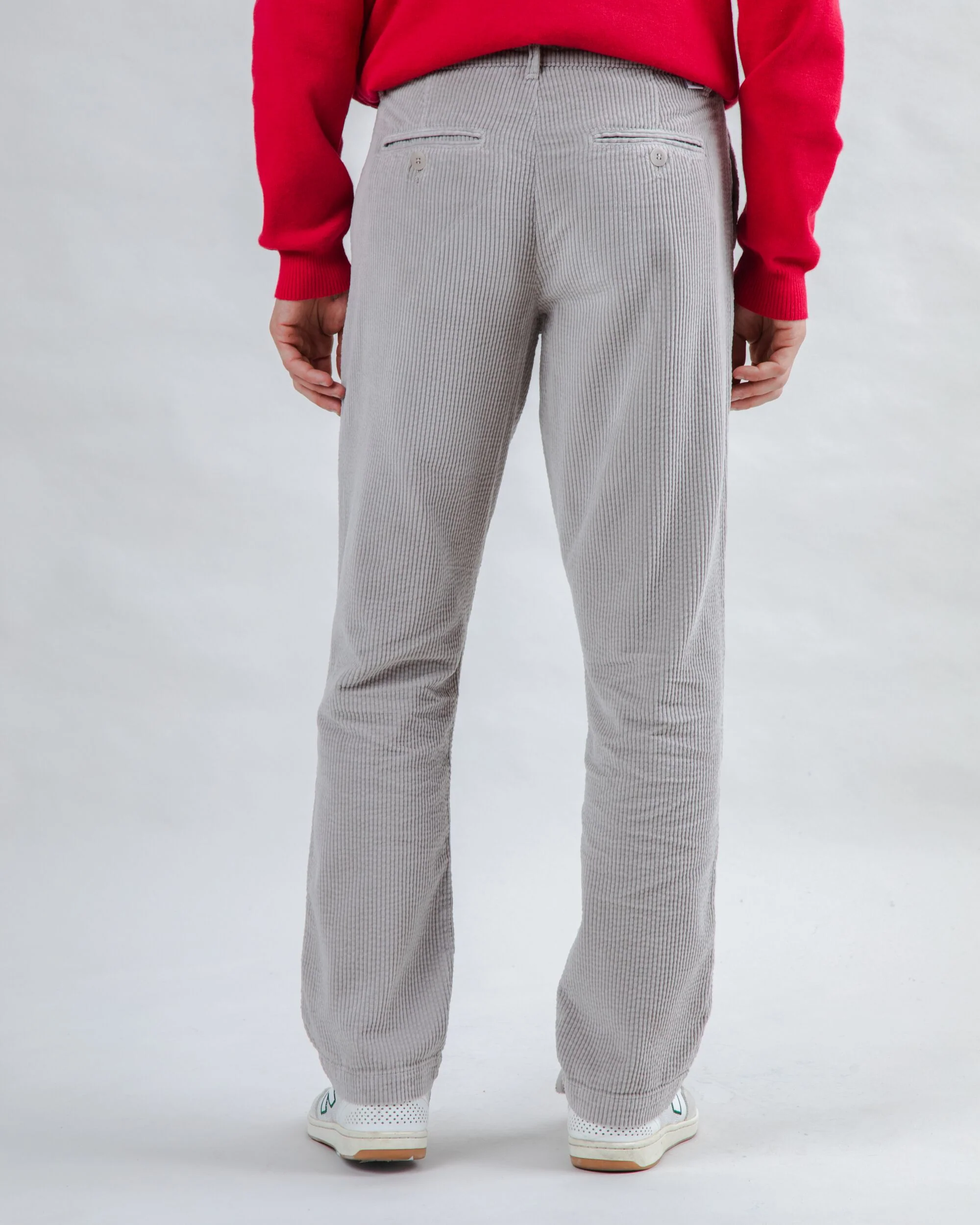 Corduroy Pleated Chino Pants Grey - Image 5