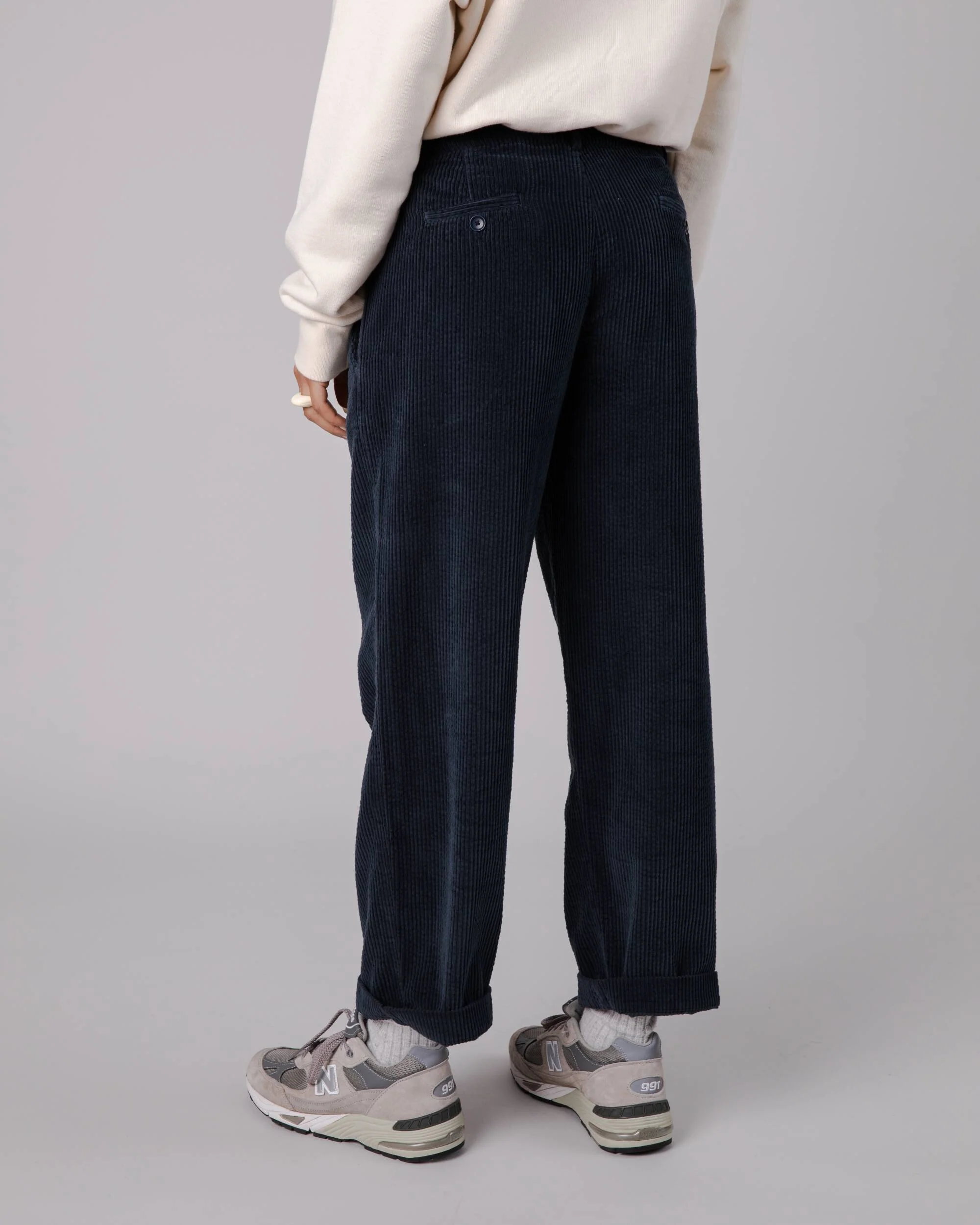 Corduroy Pleated Pants Navy - Image 4