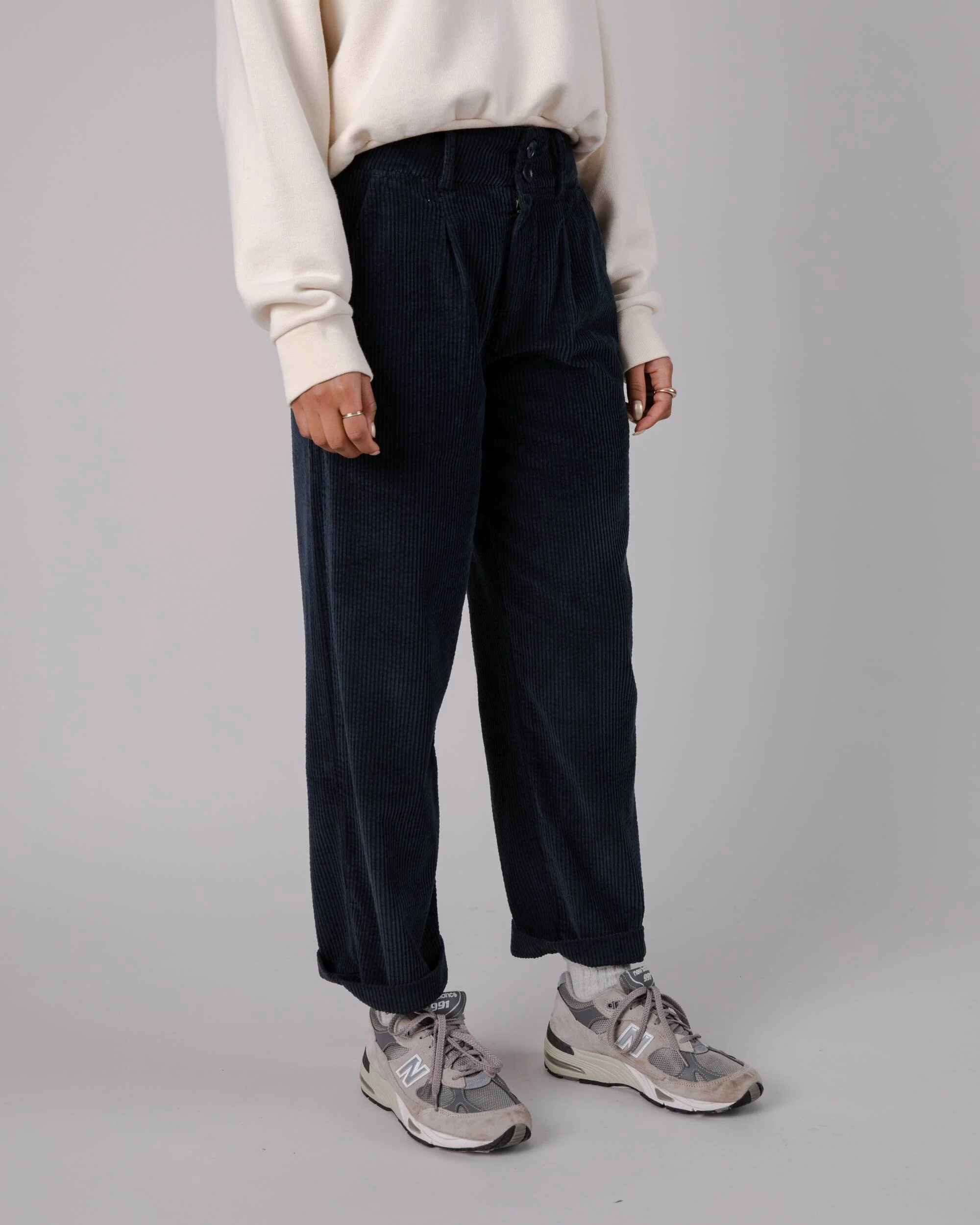 Corduroy Pleated Pants Navy - Image 5