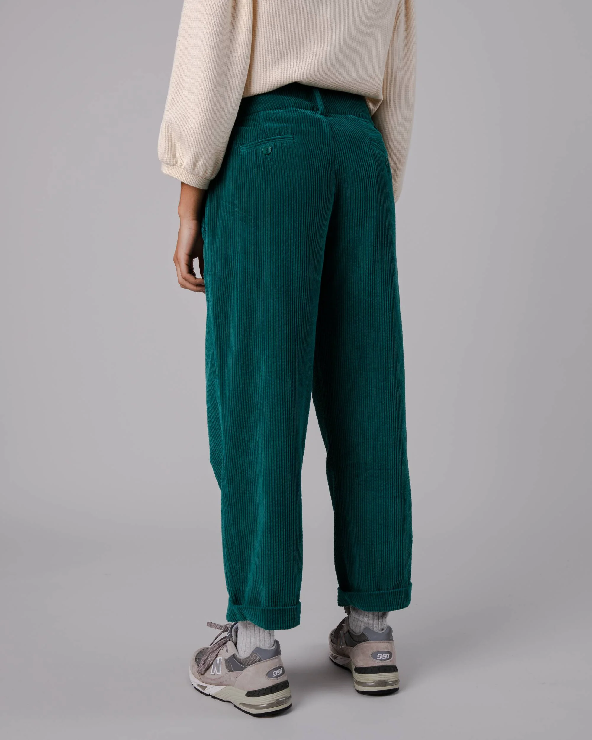 Corduroy Pleated Pants Sailing Green - Image 4