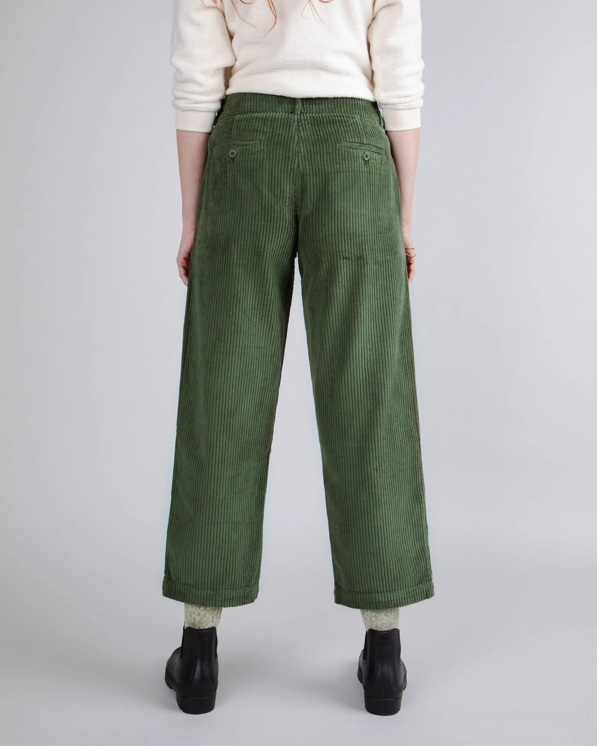 Corduroy Pleated Pants Stone Green - Image 4