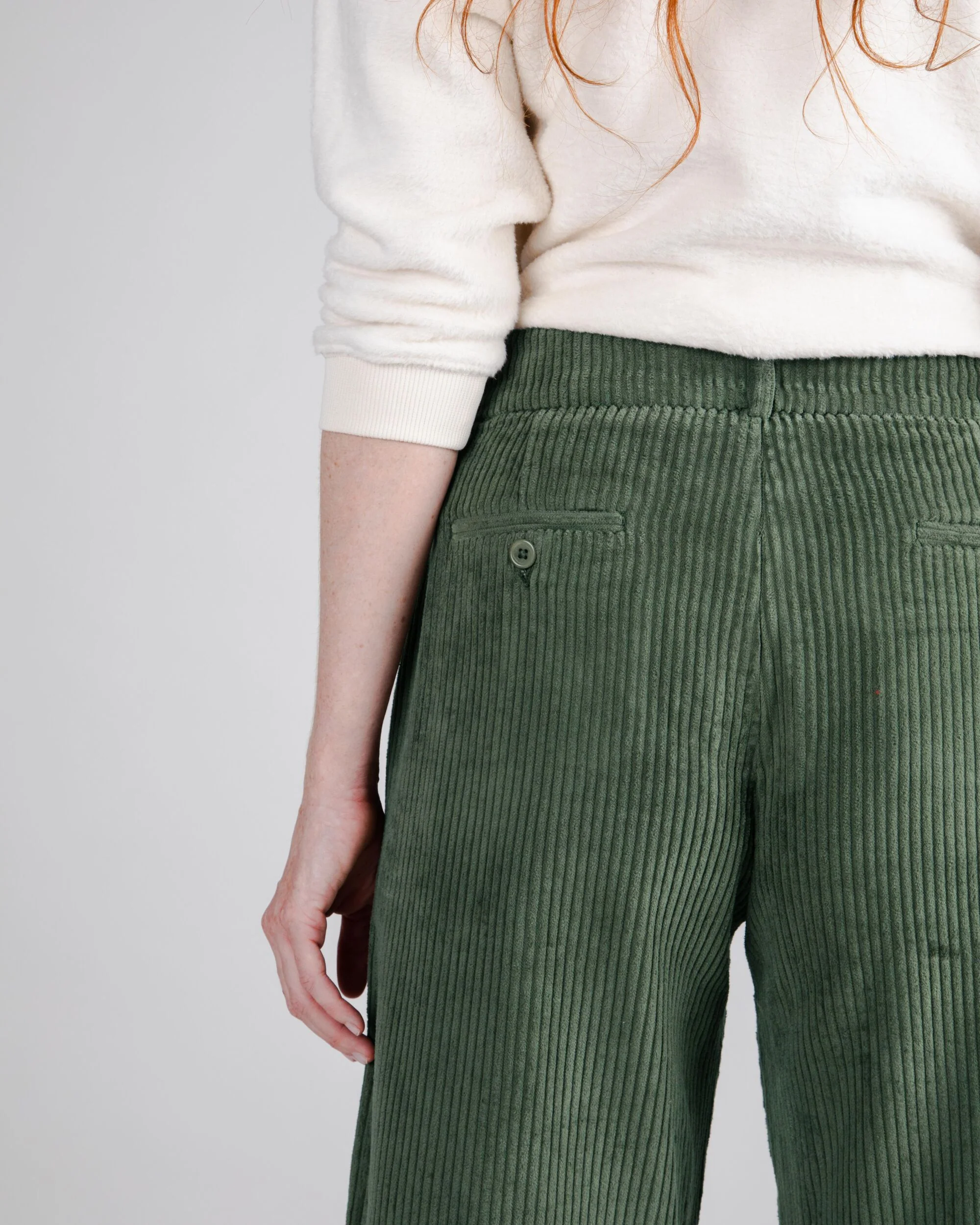 Corduroy Pleated Pants Stone Green - Image 5