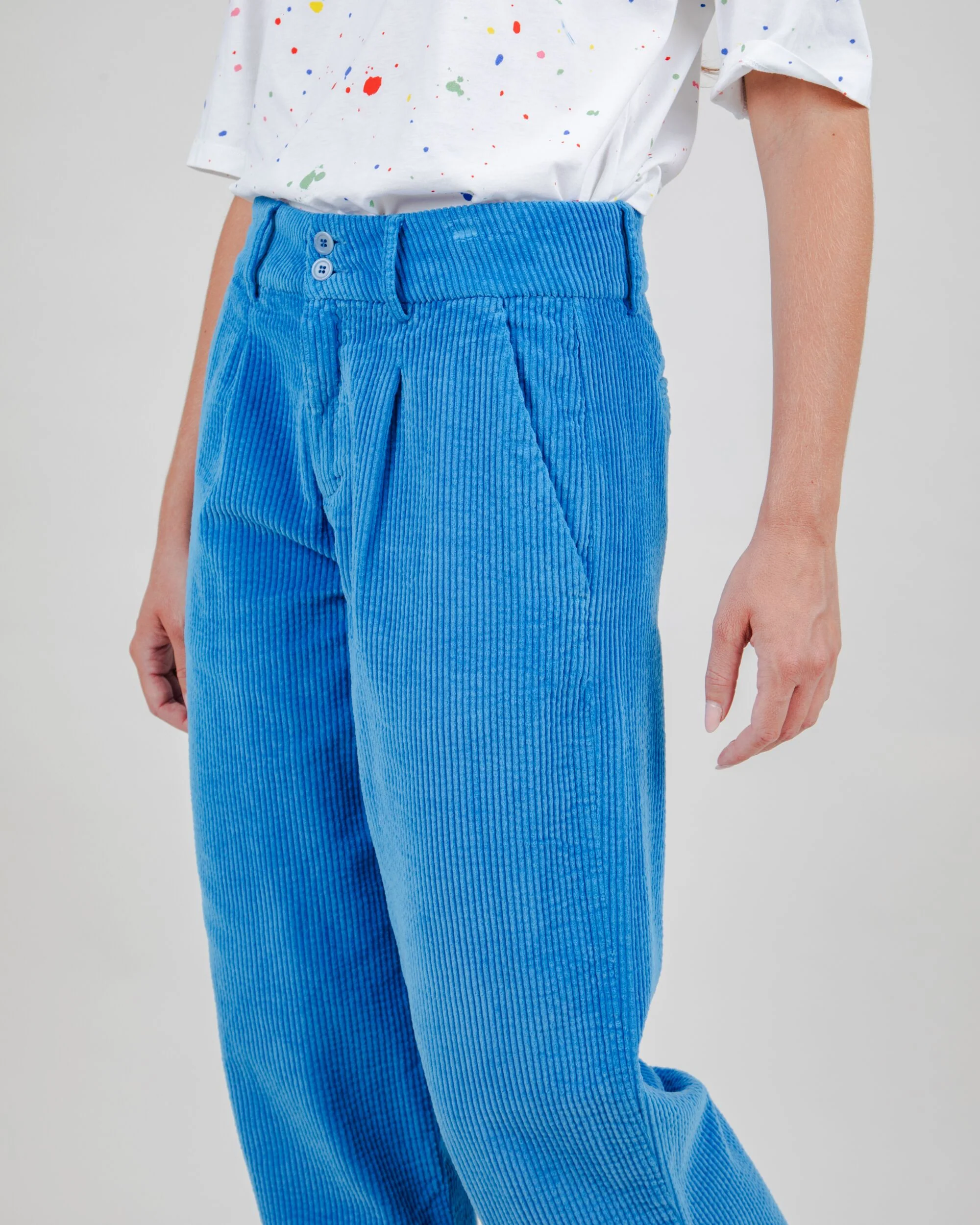 Corduroy Pleated Pants Blue - Image 7