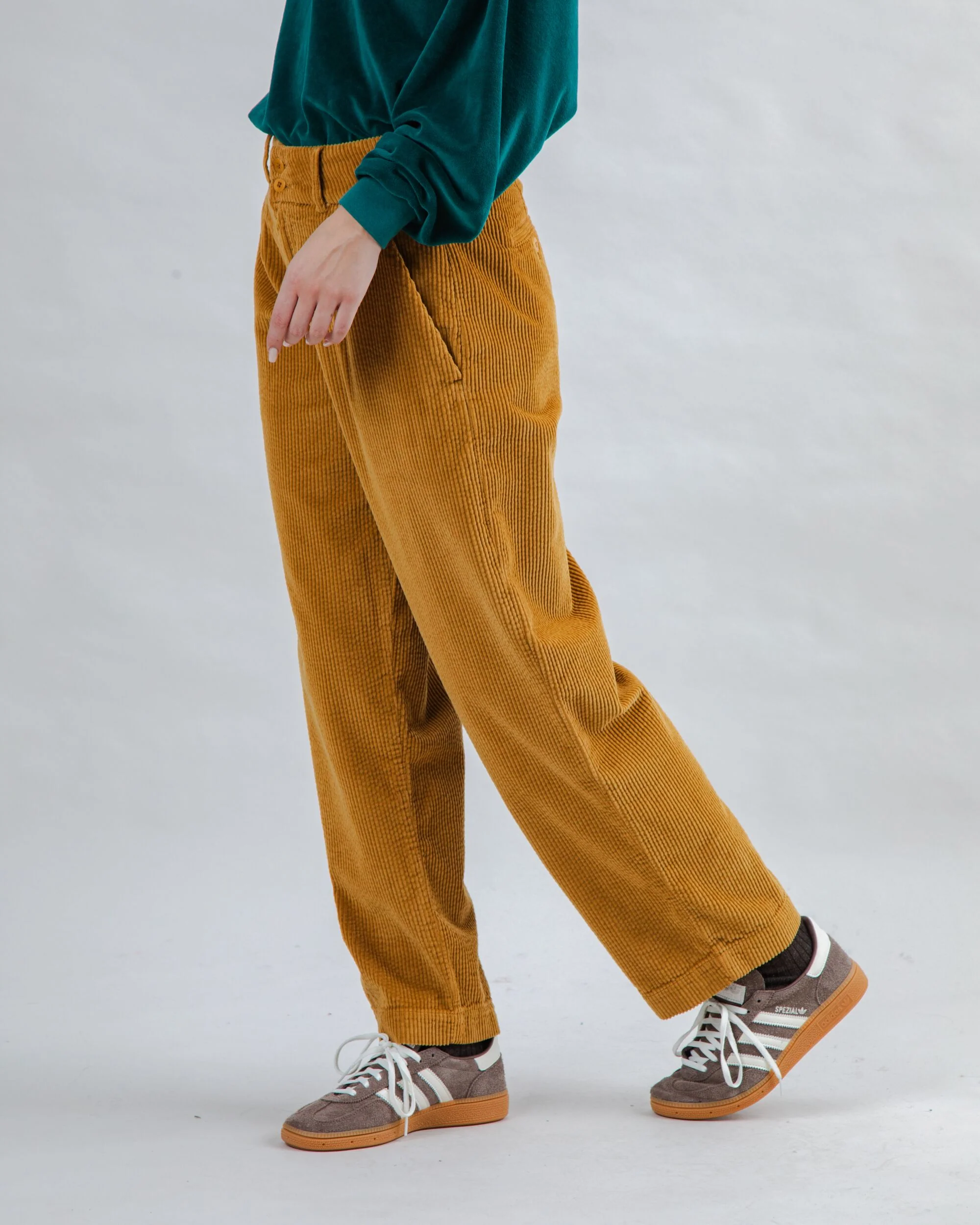Corduroy Pleated Pants Camel - Image 8