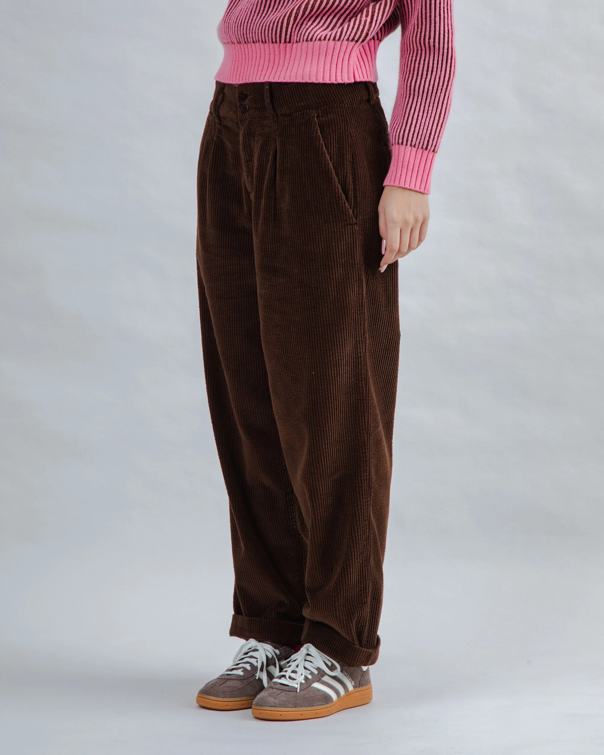 Corduroy Pleated Pants Chocolate