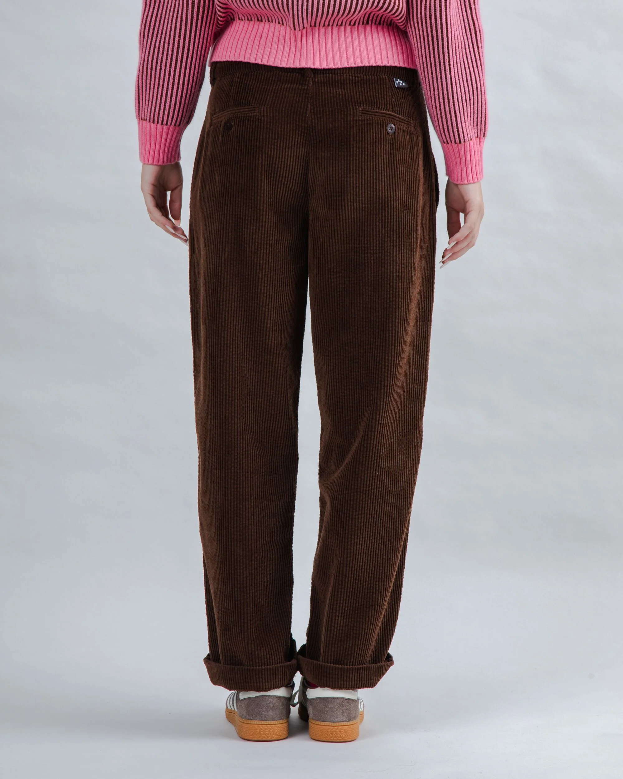Corduroy Pleated Pants Chocolate - Image 5