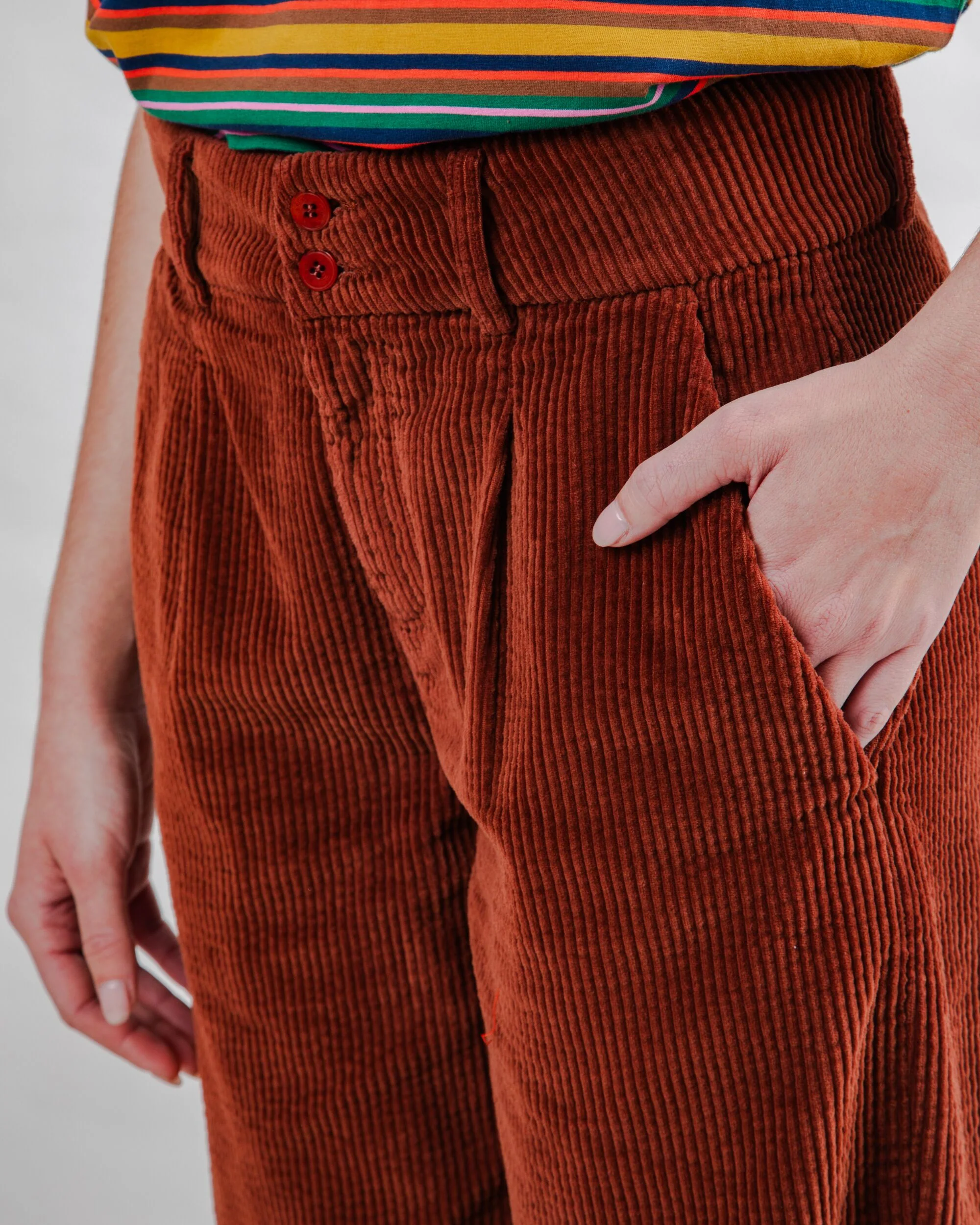 Corduroy Pleated Pants Copper - Image 4