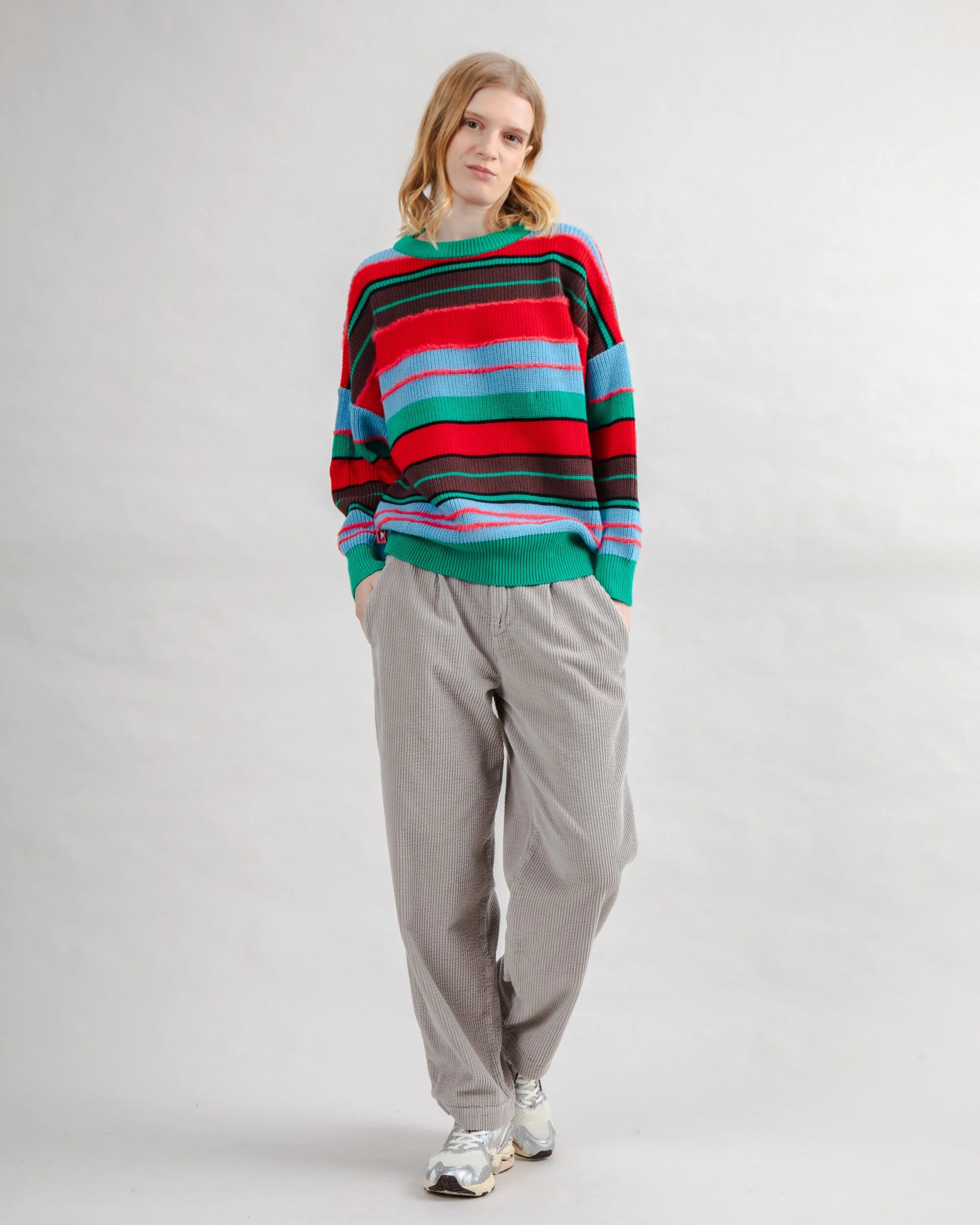 Corduroy Pleated Pants Grey - Image 3