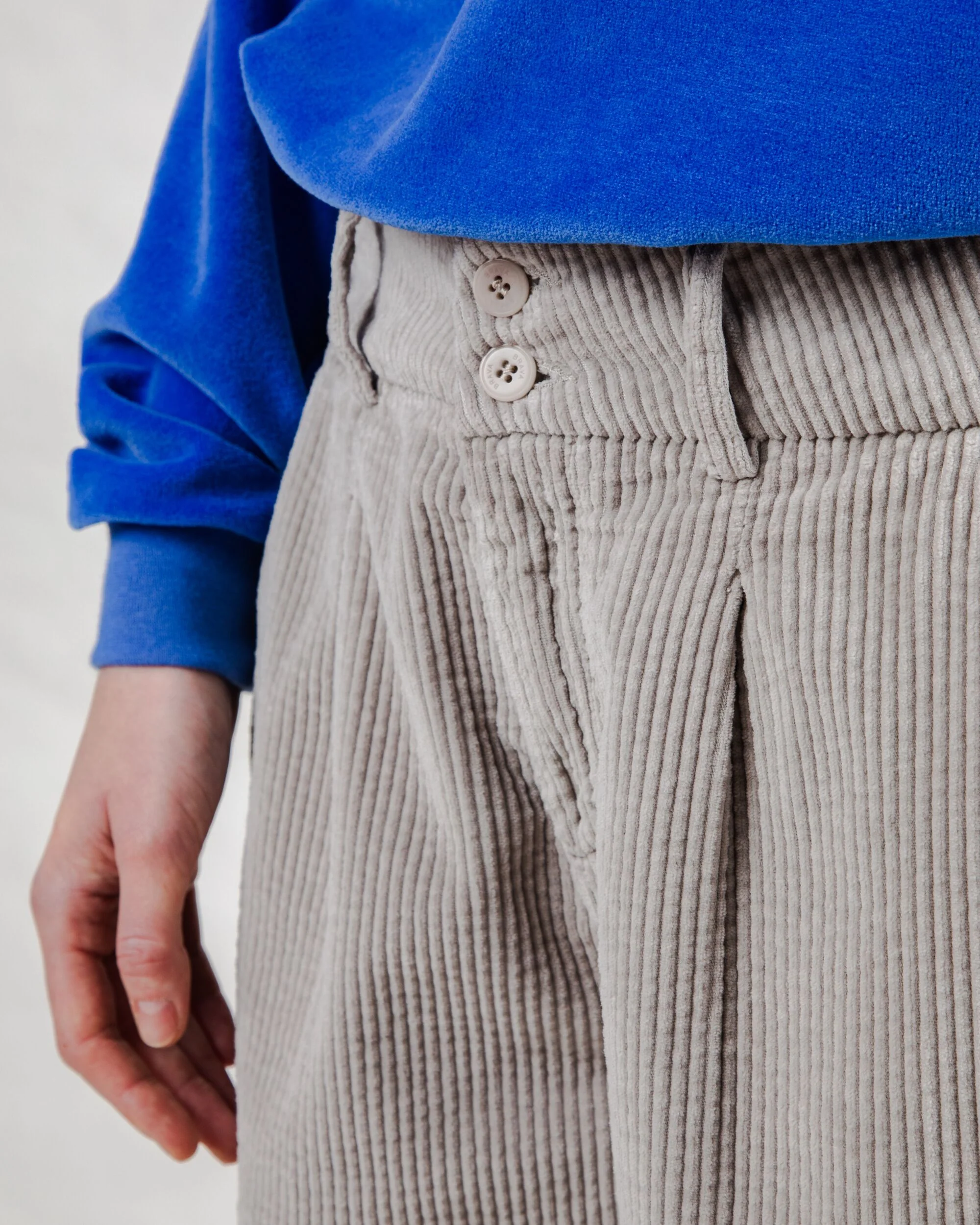 Corduroy Pleated Pants Grey - Image 6