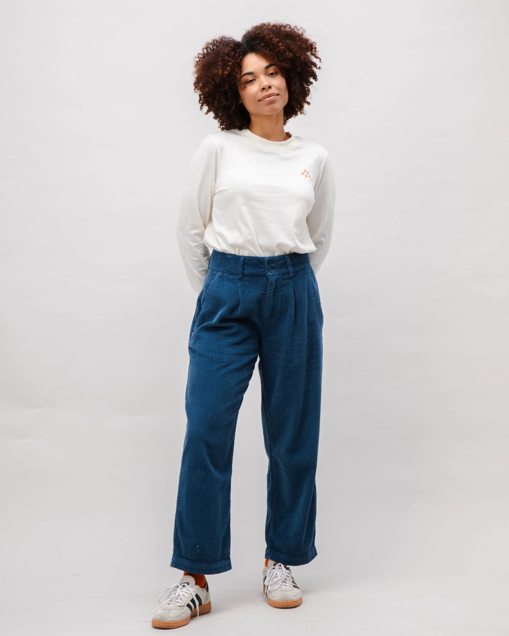 Corduroy Pleated Pants Indigo - Image 3