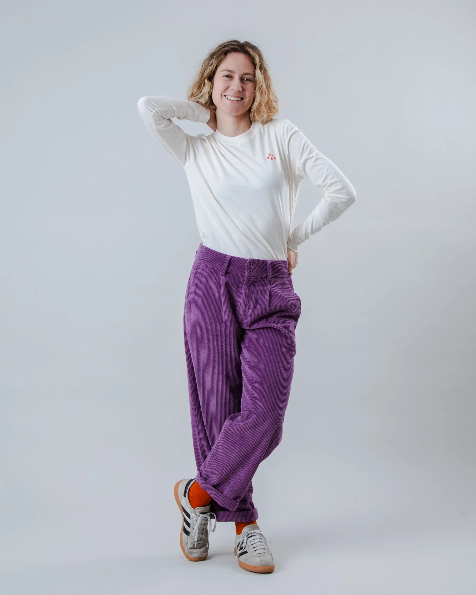 Corduroy Pleated Pants Orchid - Image 3