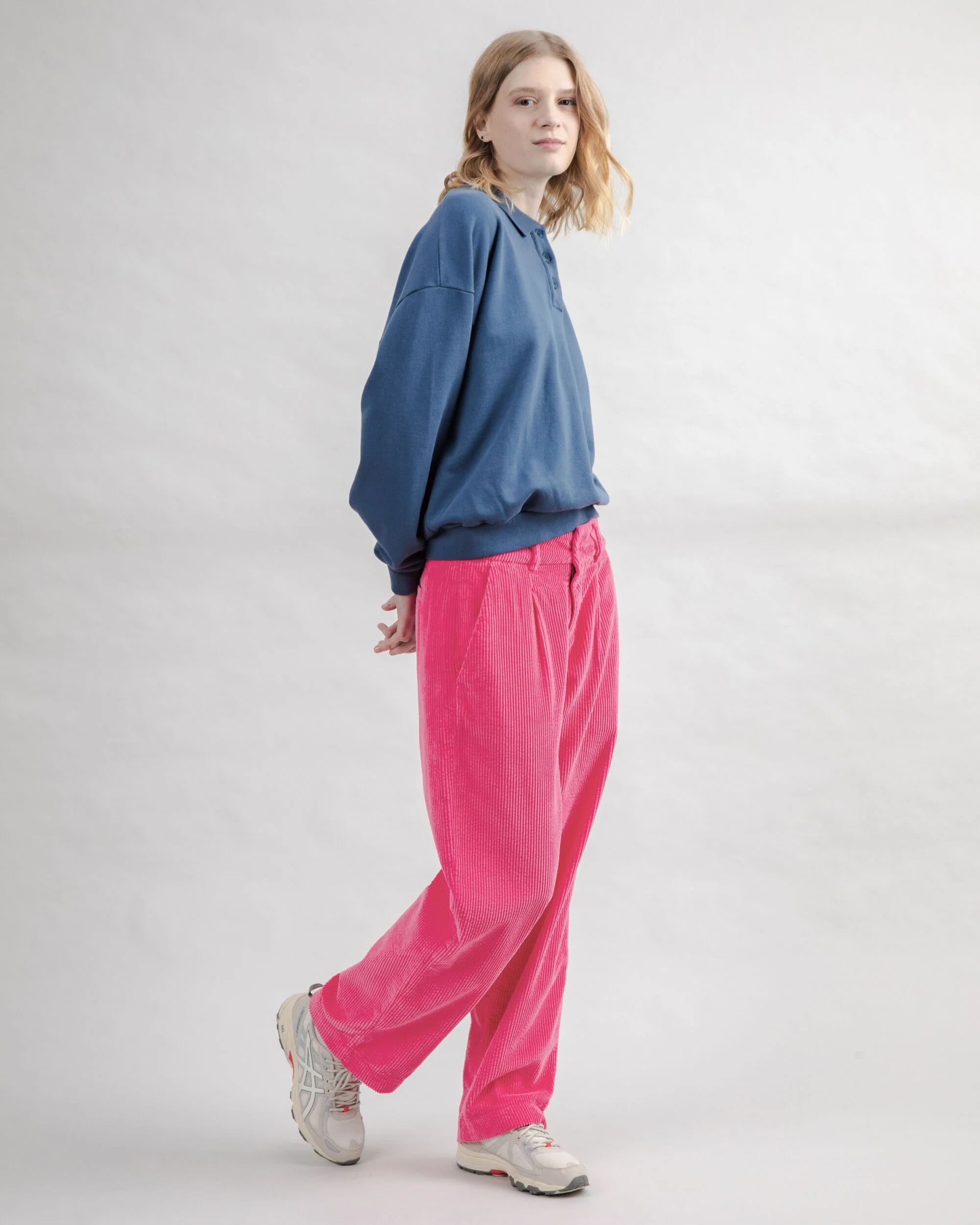 Corduroy Pleated Pants Pink - Image 3