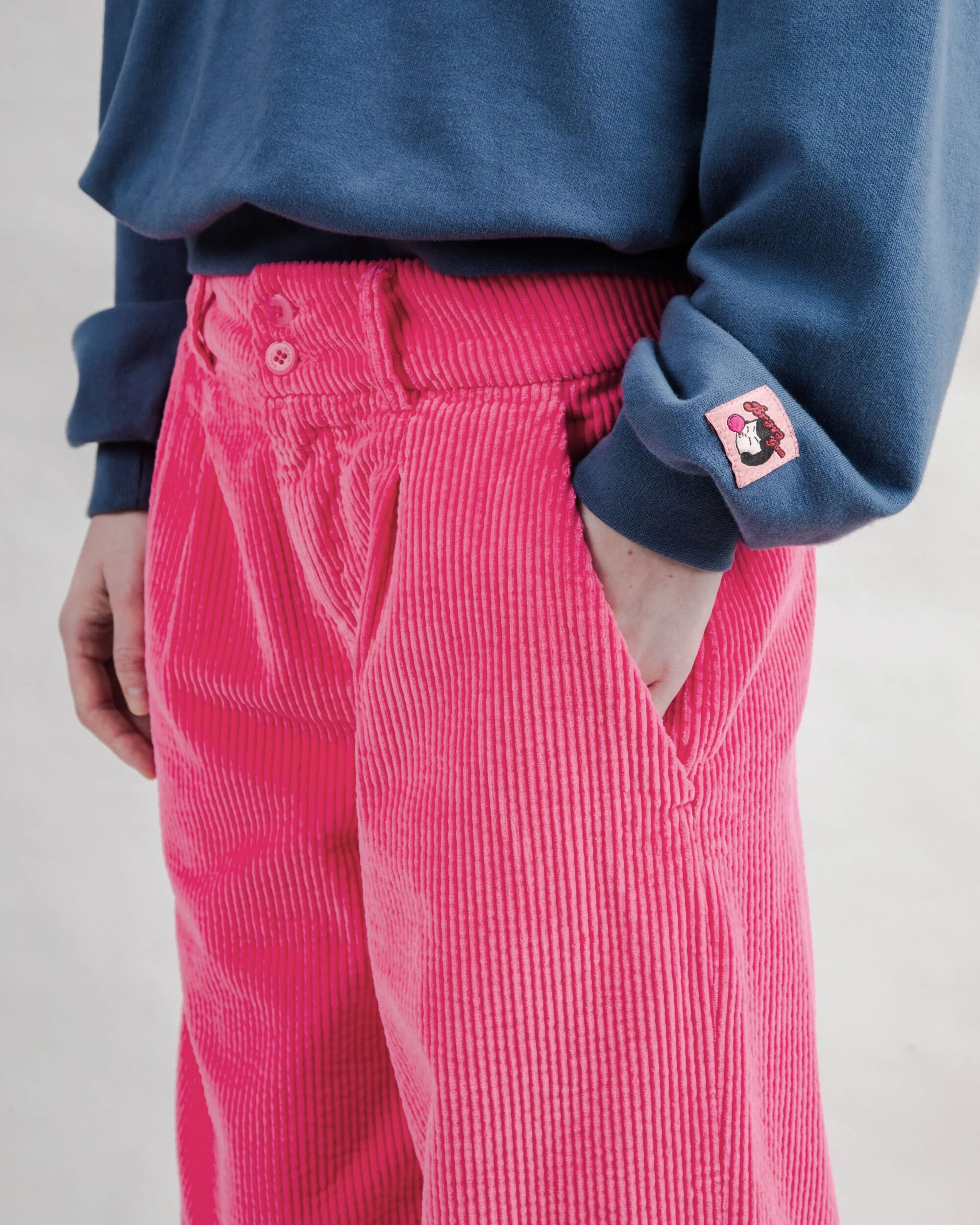 Corduroy Pleated Pants Pink - Image 4