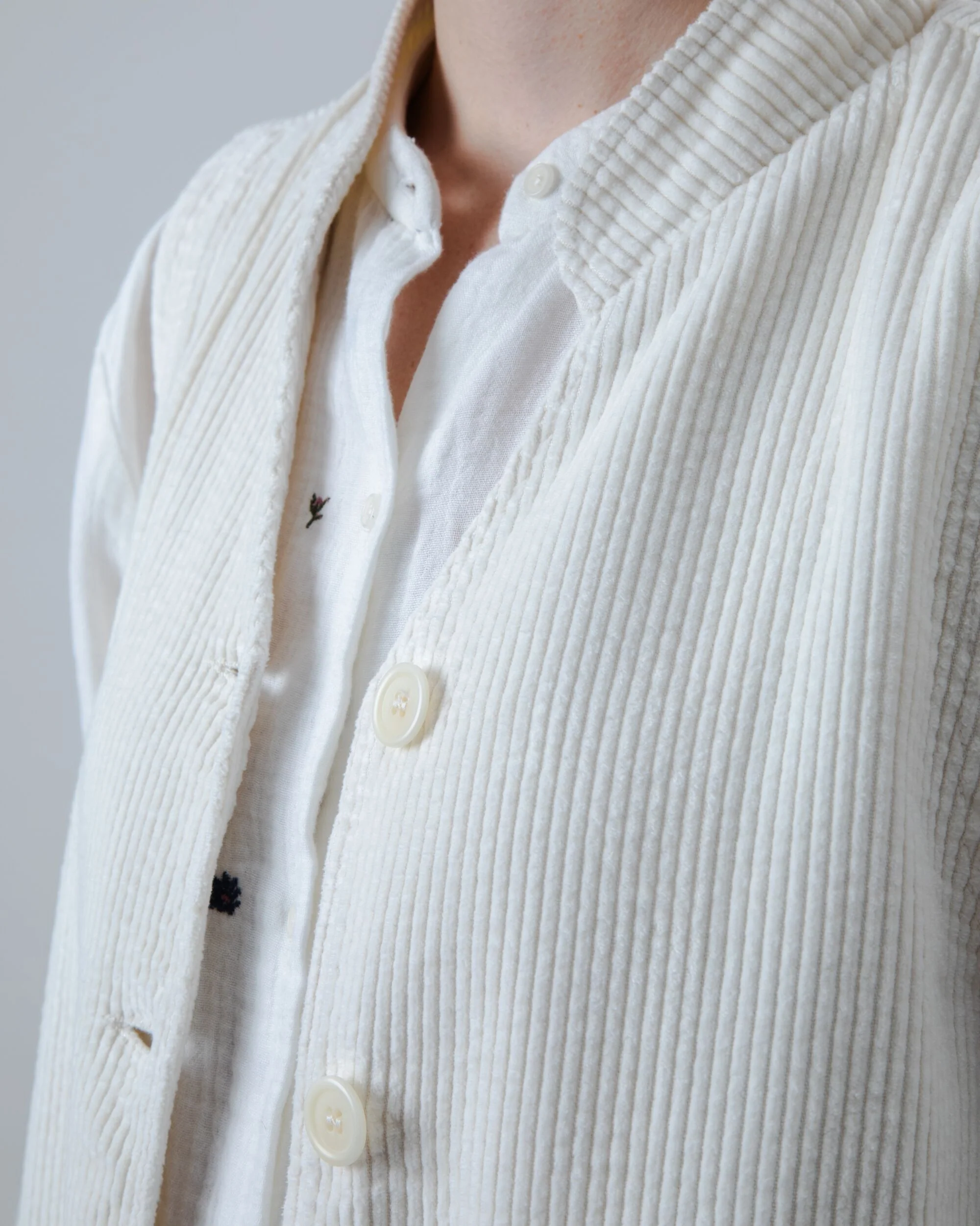 Corduroy Pleated Vest Ecru - Image 6