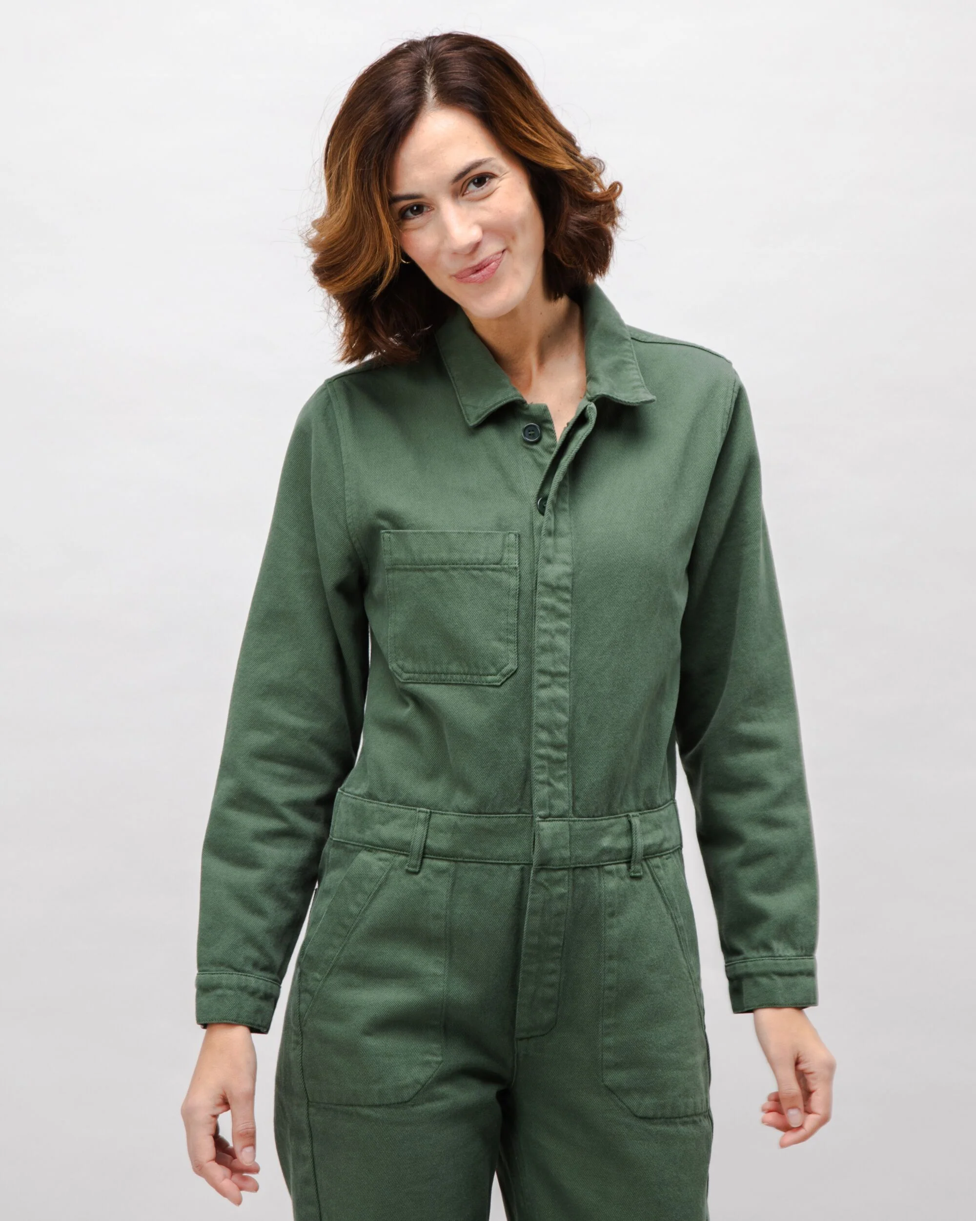 Cotton Twill Boiler Suit Green - Image 2