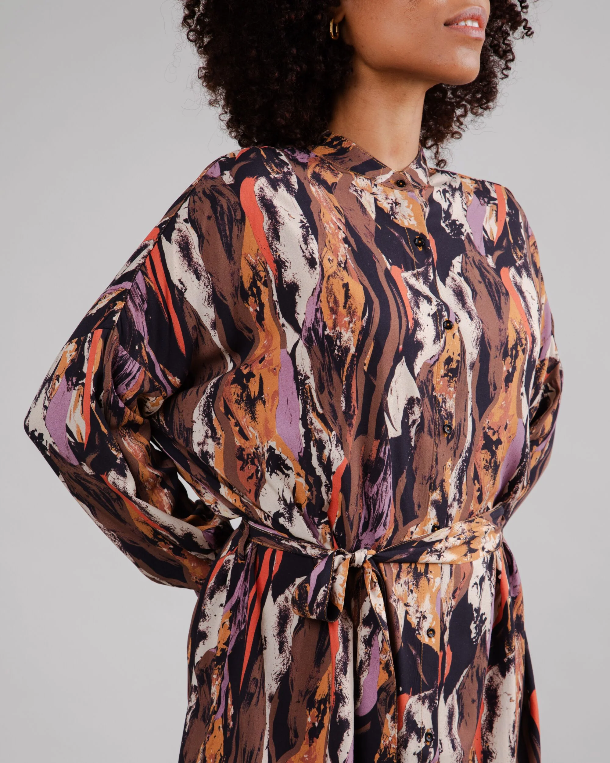 Etna Oversized Mao Dress Brown - Image 6