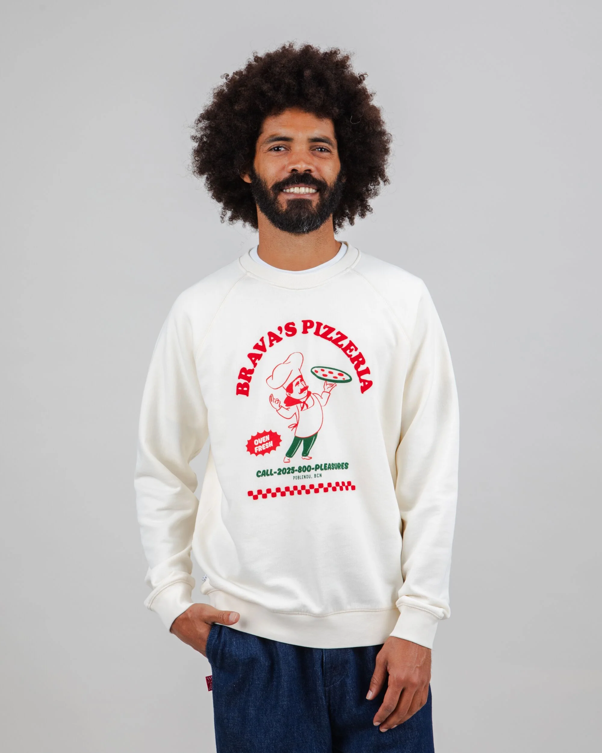 Hot & Brava Pizza Sweatshirt White - Image 2
