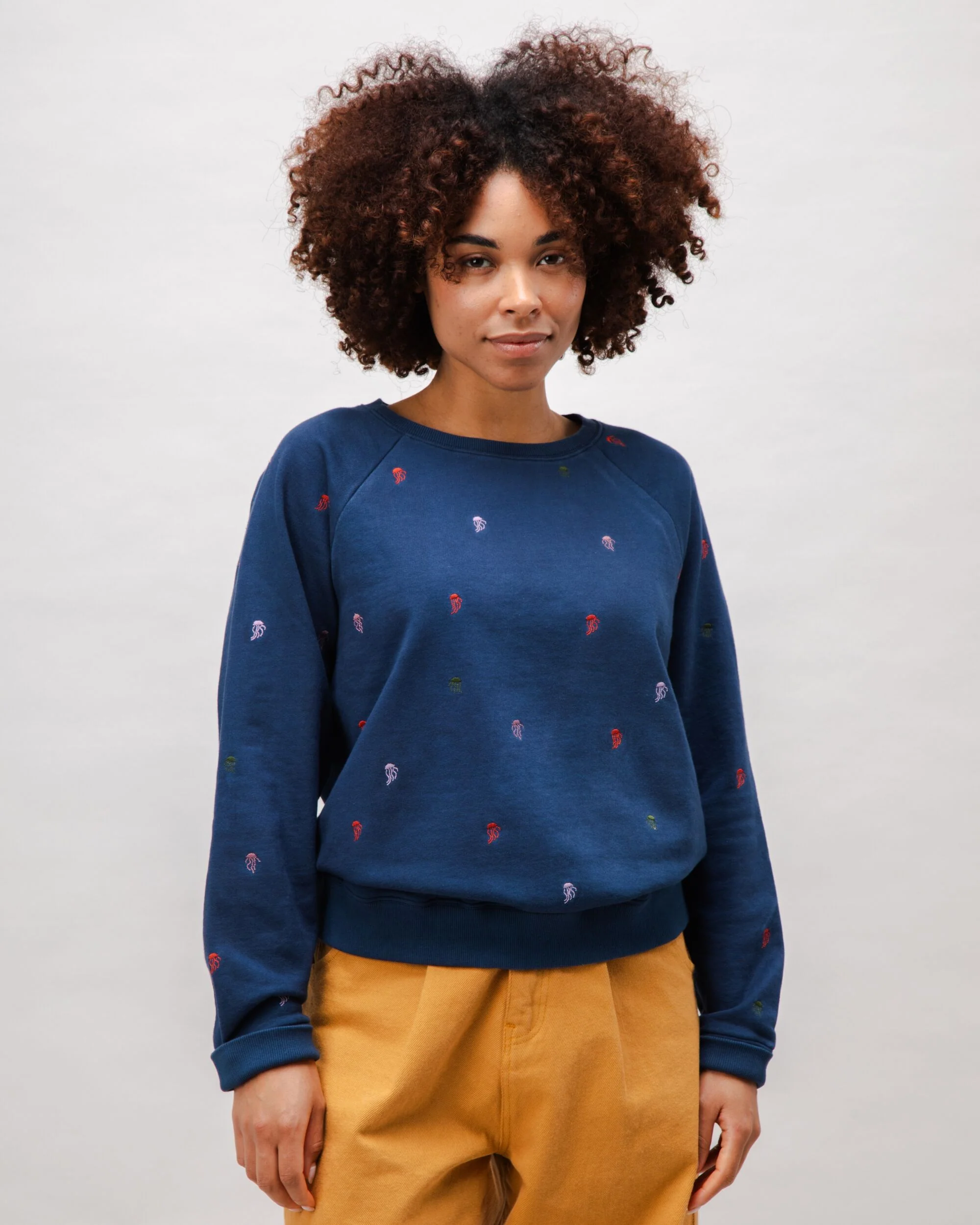 Jellyfish Raglan Cotton Sweatshirt Navy - Image 2